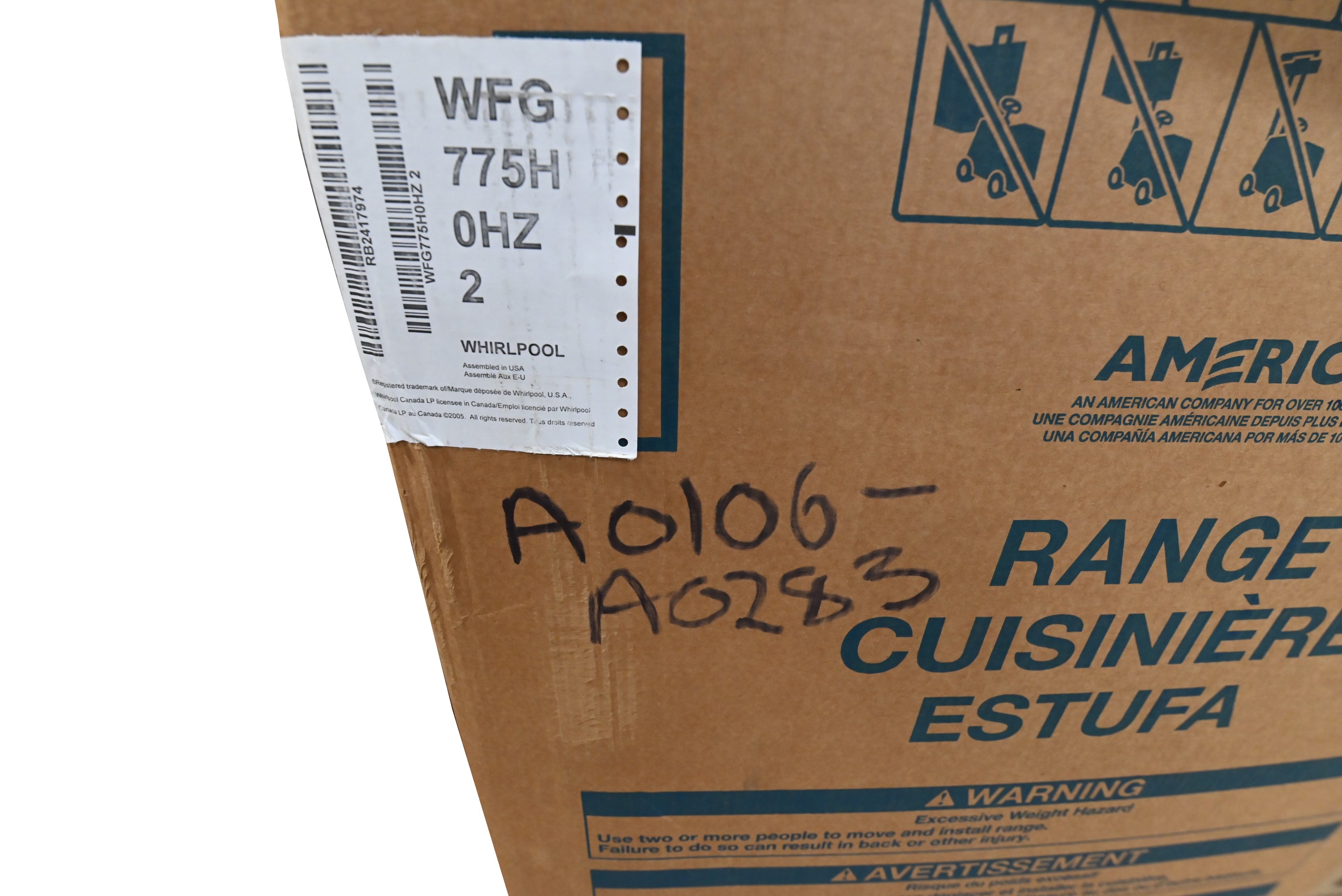 Whirlpool WFG775HOHZ 30" Stainless Steel Gas Range