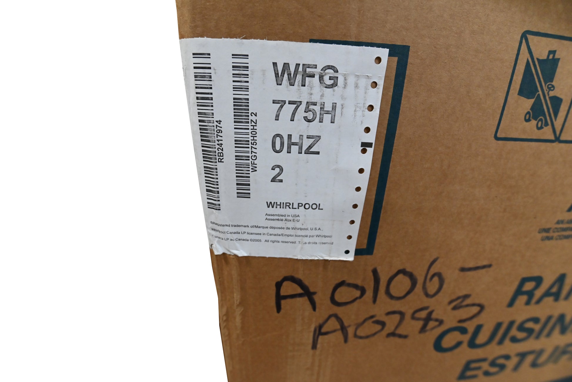 Whirlpool WFG775HOHZ 30" Stainless Steel Gas Range