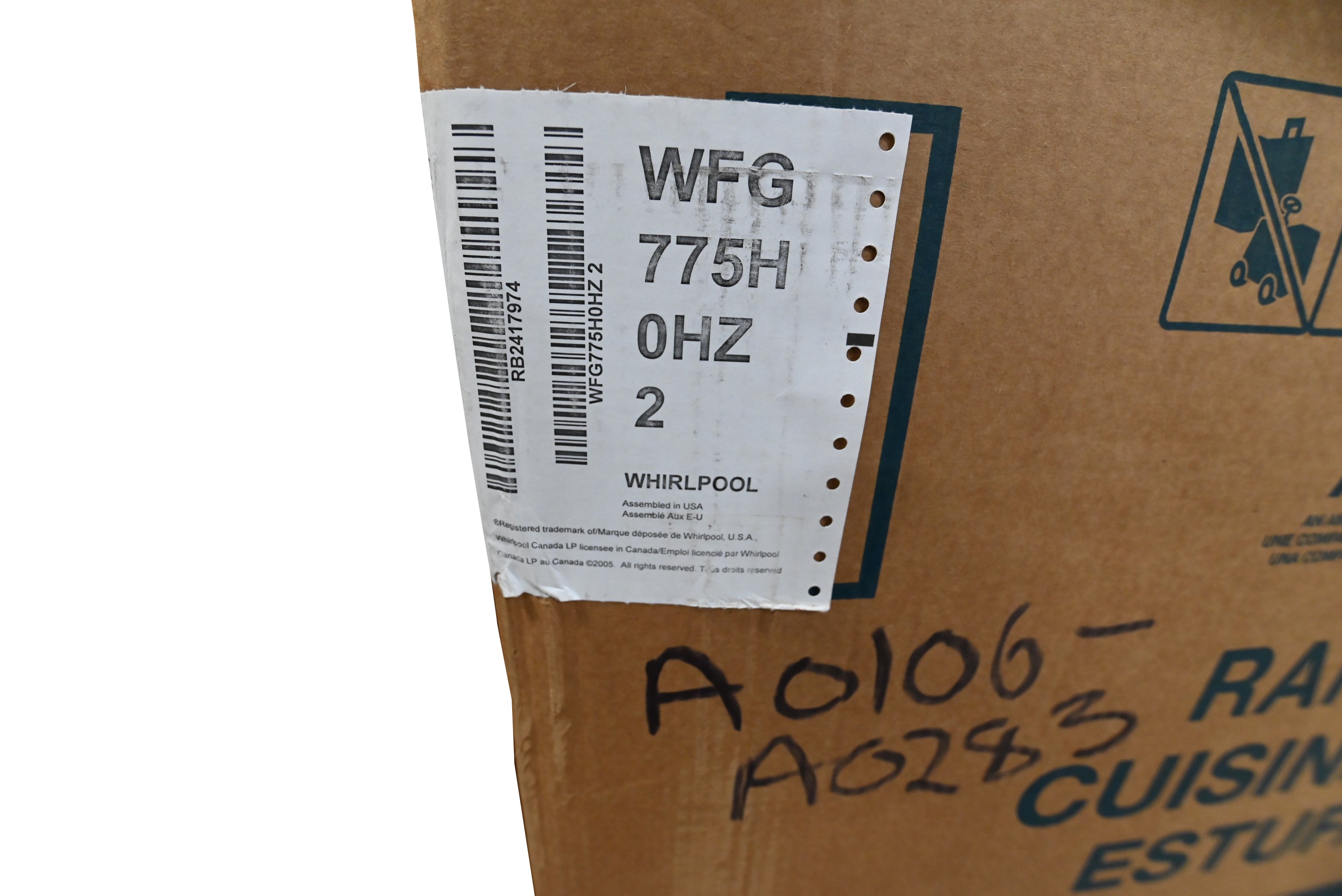 Whirlpool WFG775HOHZ 30" Stainless Steel Gas Range