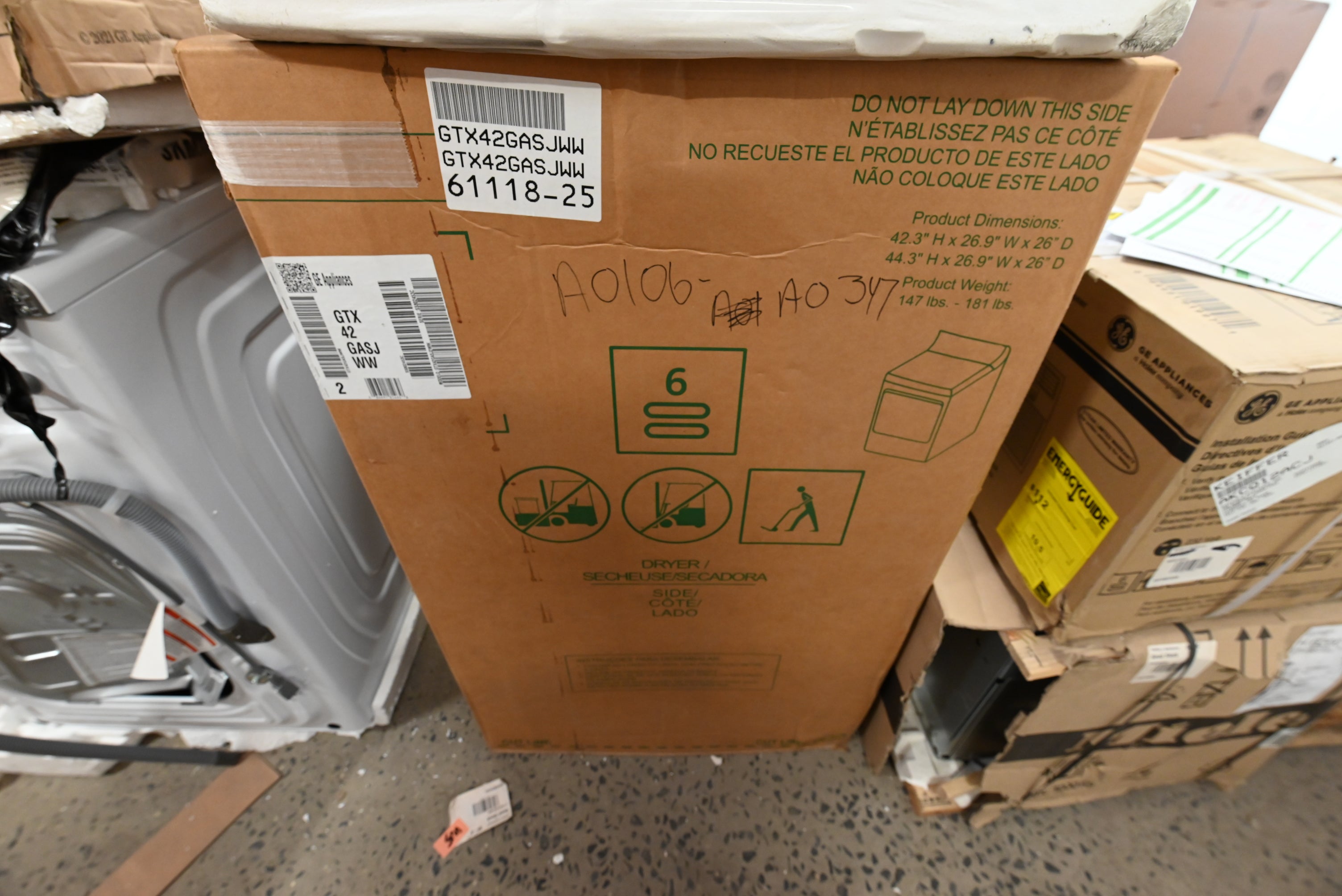 GE GTX42GASJWW 27" White Gas Dryer