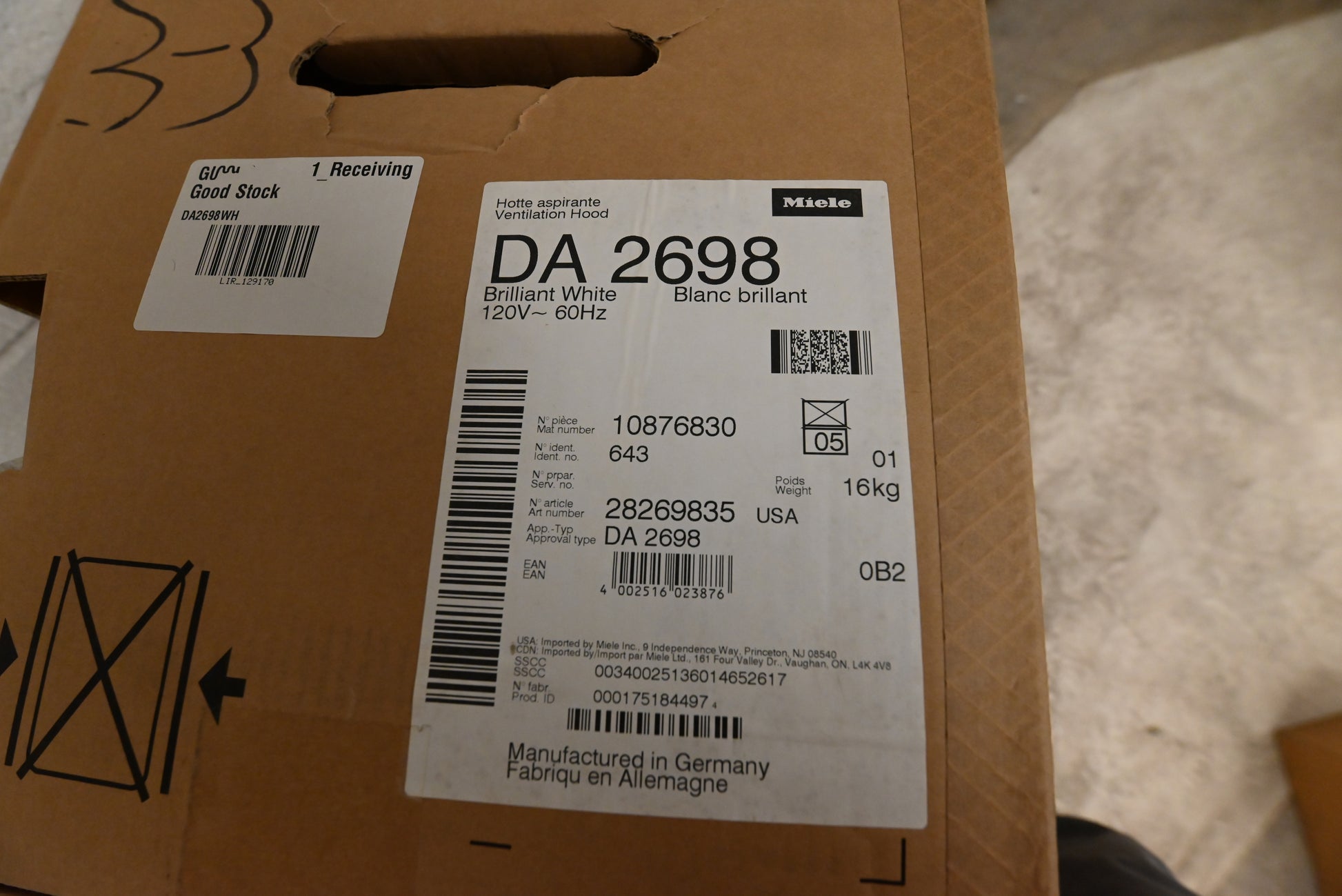 Miele DA2698WH 36" Brilliant White Extra Slim Insert Hood