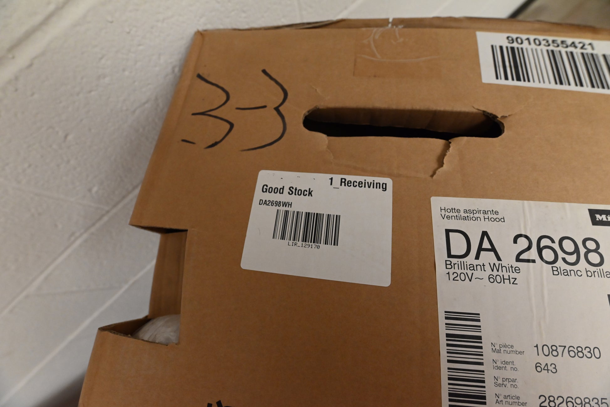 Miele DA2698WH 36" Brilliant White Extra Slim Insert Hood