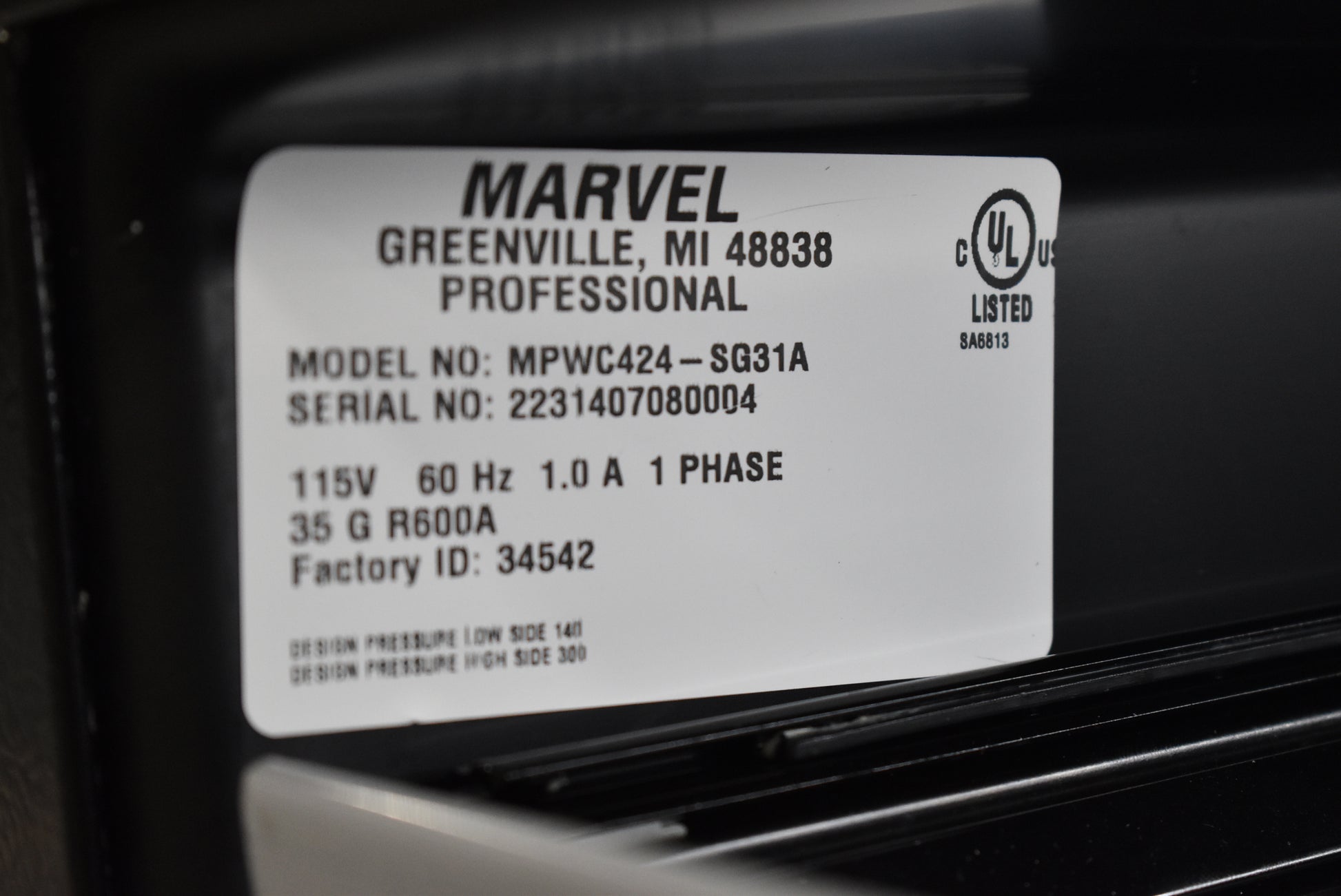 Marvel MPWC424SG31A 24" Stainless Steel and Glass Door Single Zone 48-Bottle Wine Cooler