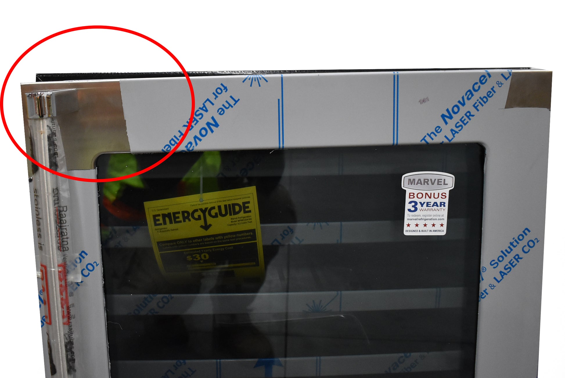 Marvel MPWC424SG31A 24" Stainless Steel and Glass Door Single Zone 48-Bottle Wine Cooler