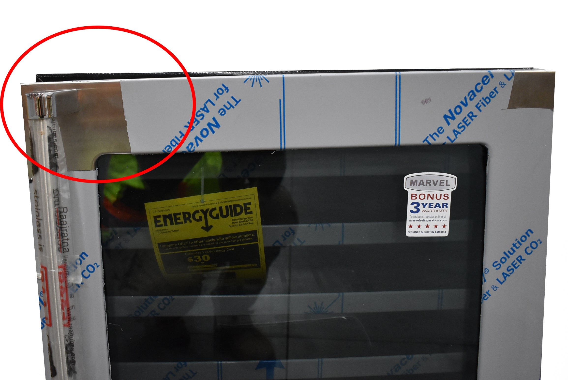 Marvel MPWC424SG31A 24" Stainless Steel and Glass Door Single Zone 48-Bottle Wine Cooler