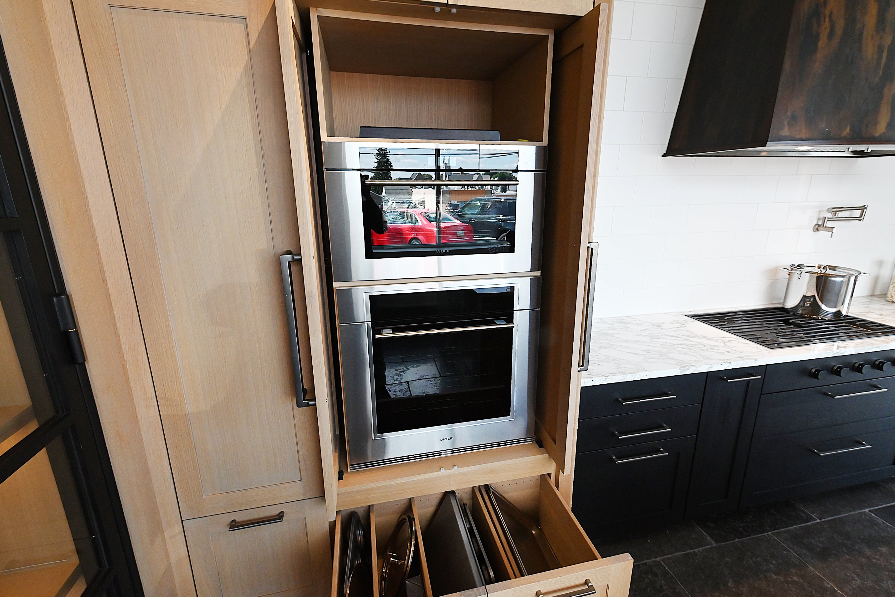 Quality Custom Marble & Onyx Flair Transitional Showroom Display Kitchen