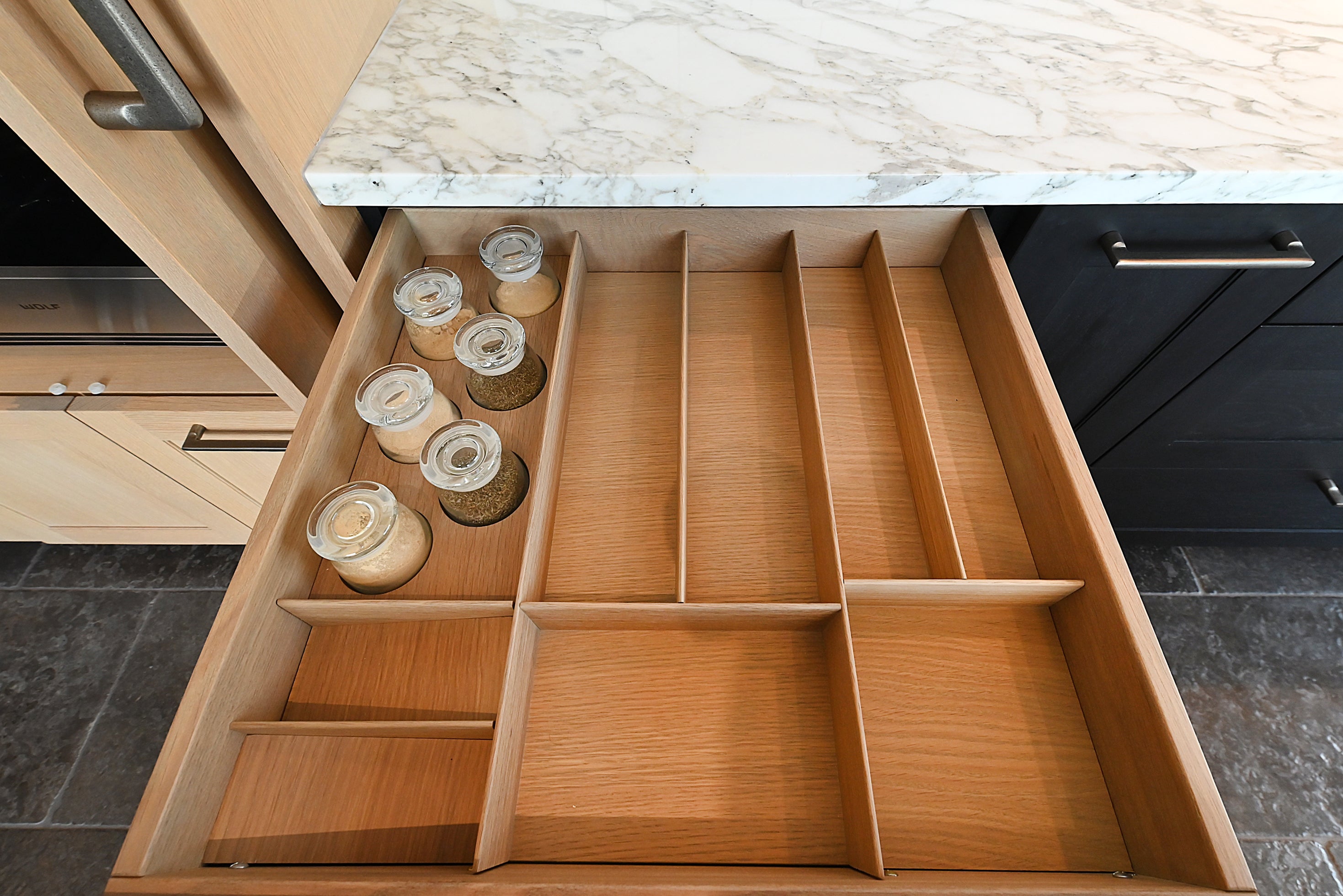 Quality Custom Marble & Onyx Flair Transitional Showroom Display Kitchen