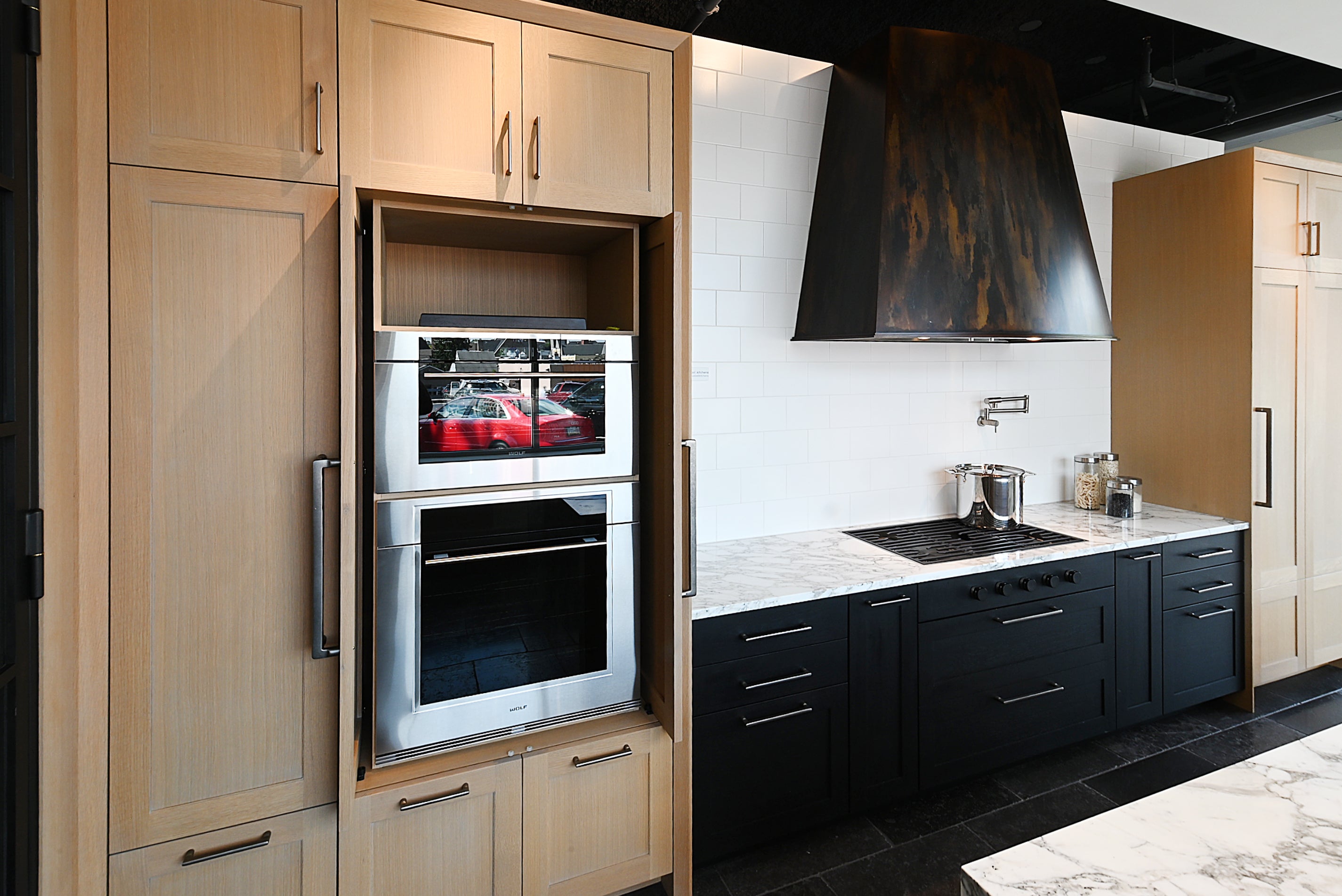 Quality Custom Marble & Onyx Flair Transitional Showroom Display Kitchen