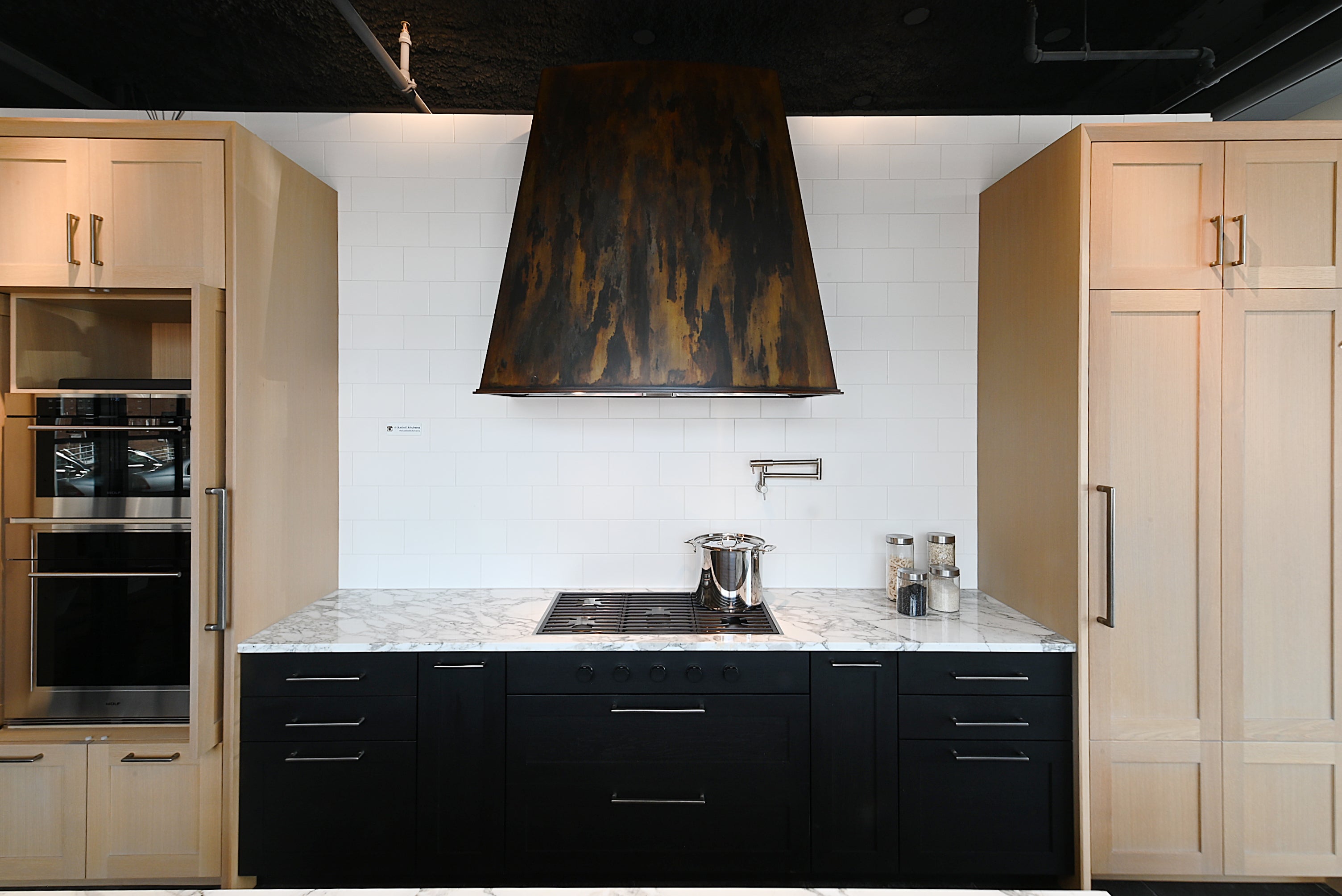 Quality Custom Marble & Onyx Flair Transitional Showroom Display Kitchen