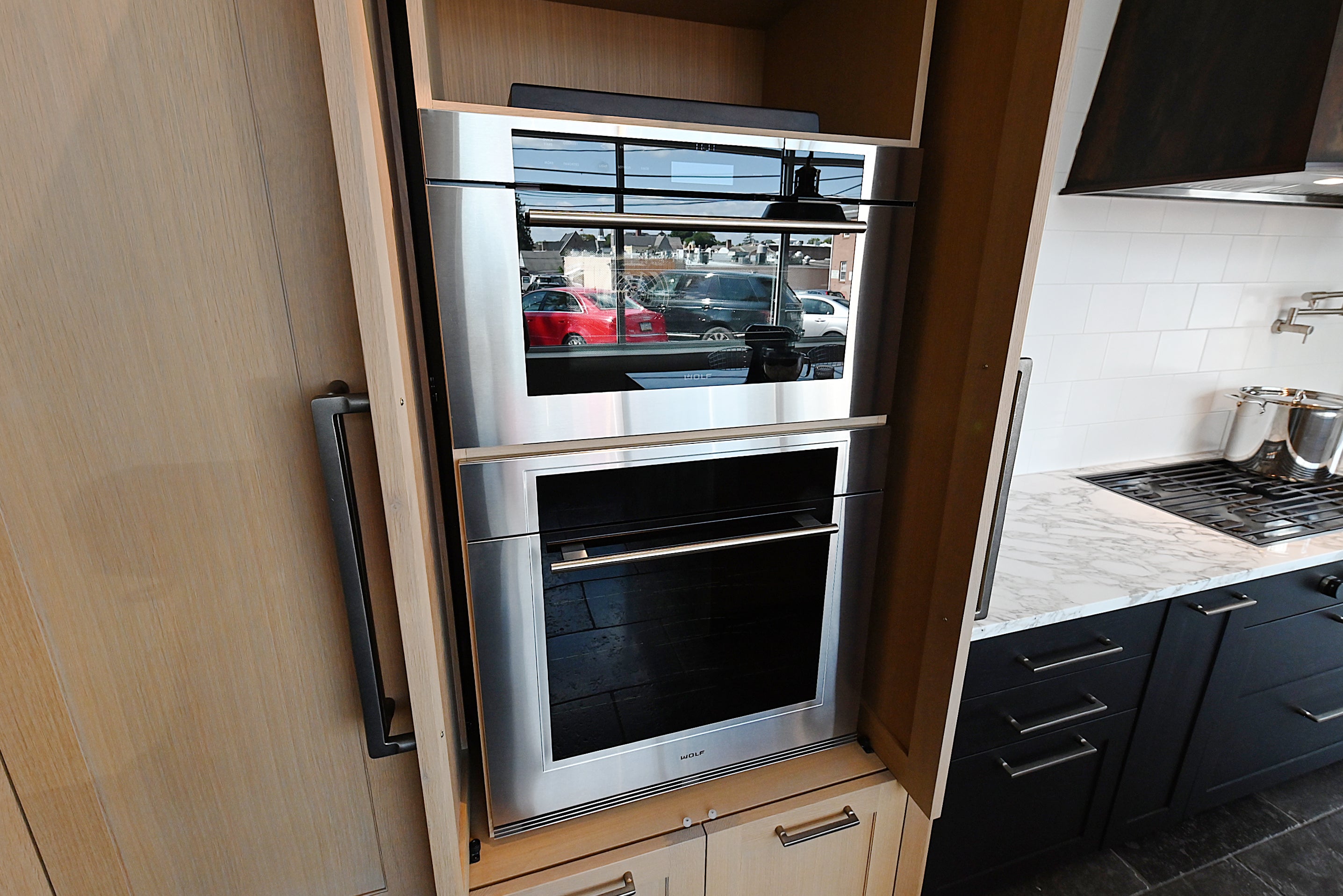 Quality Custom Marble & Onyx Flair Transitional Showroom Display Kitchen