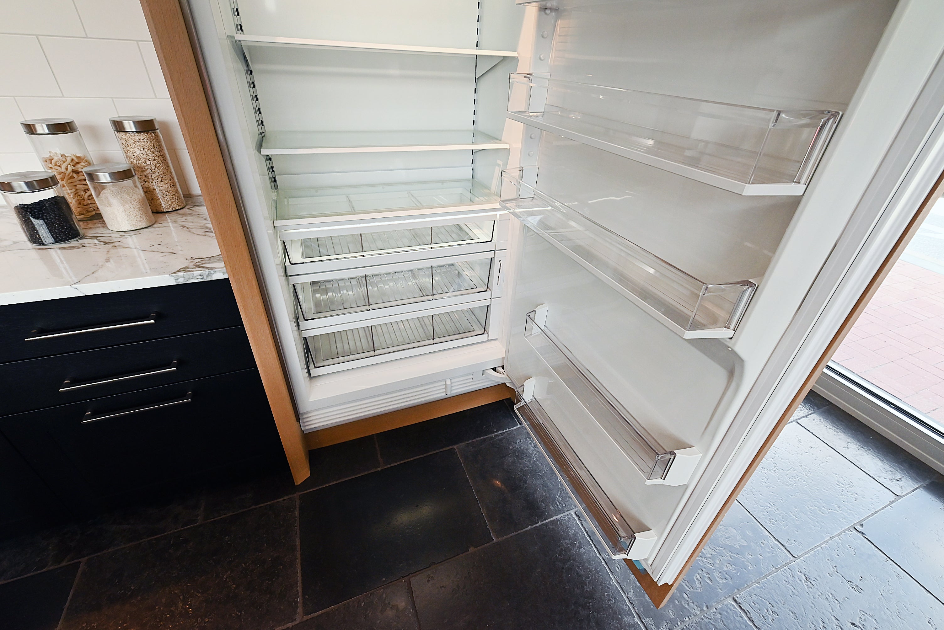 Quality Custom Marble & Onyx Flair Transitional Showroom Display Kitchen