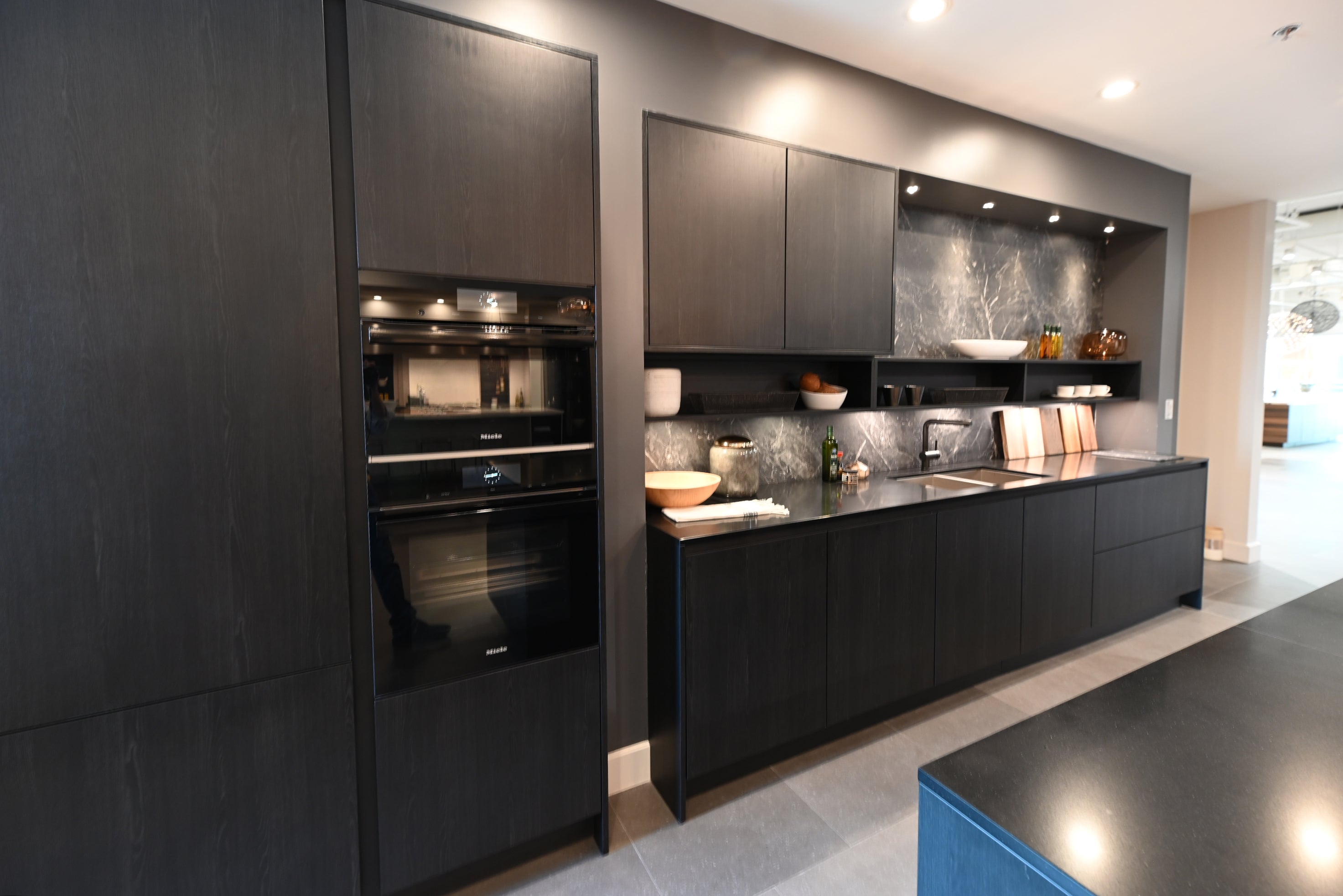 SieMatic Modern Black Kitchen with Island & Miele Appliances