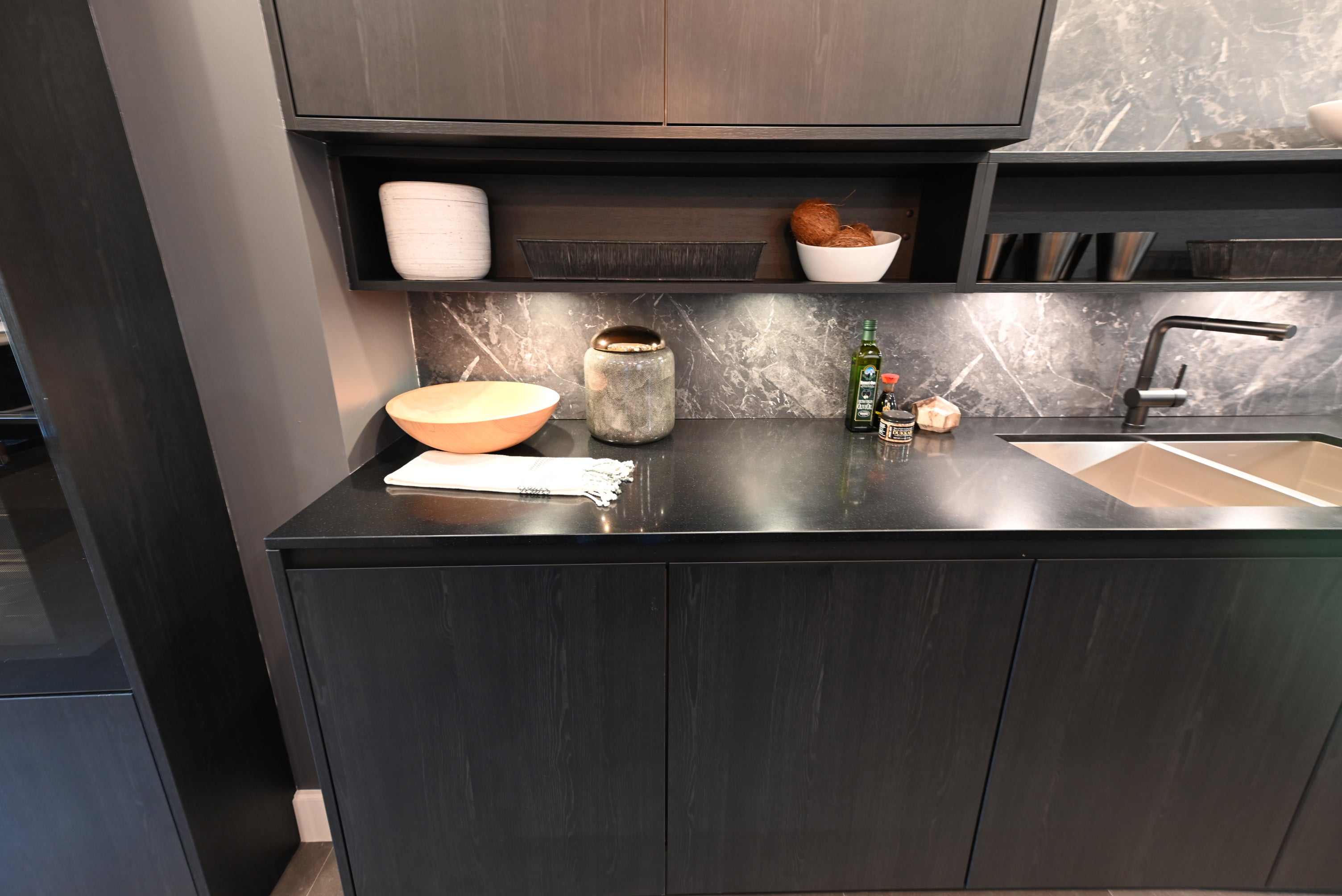 SieMatic Modern Black Kitchen with Island & Miele Appliances
