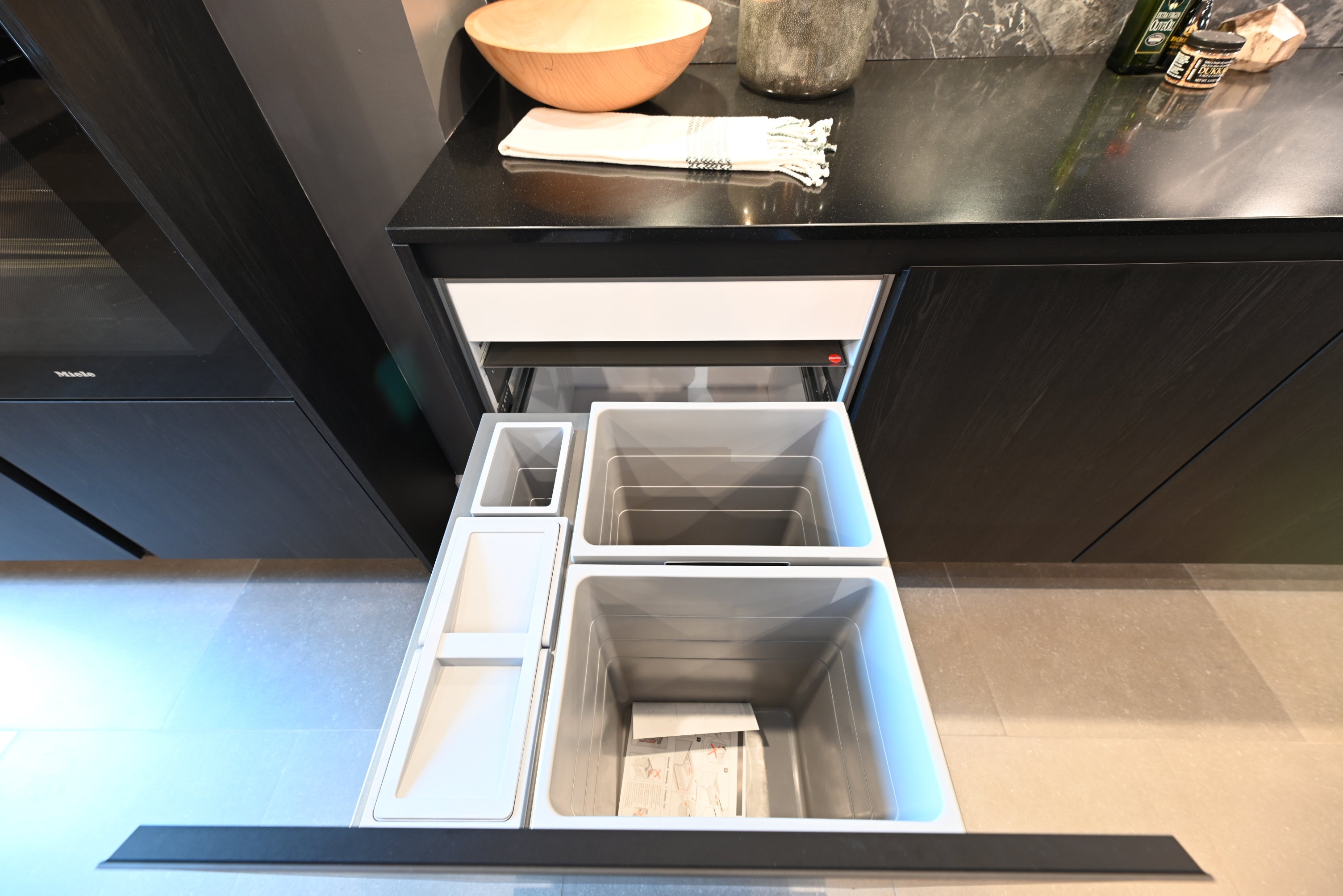 SieMatic Modern Black Kitchen with Island & Miele Appliances