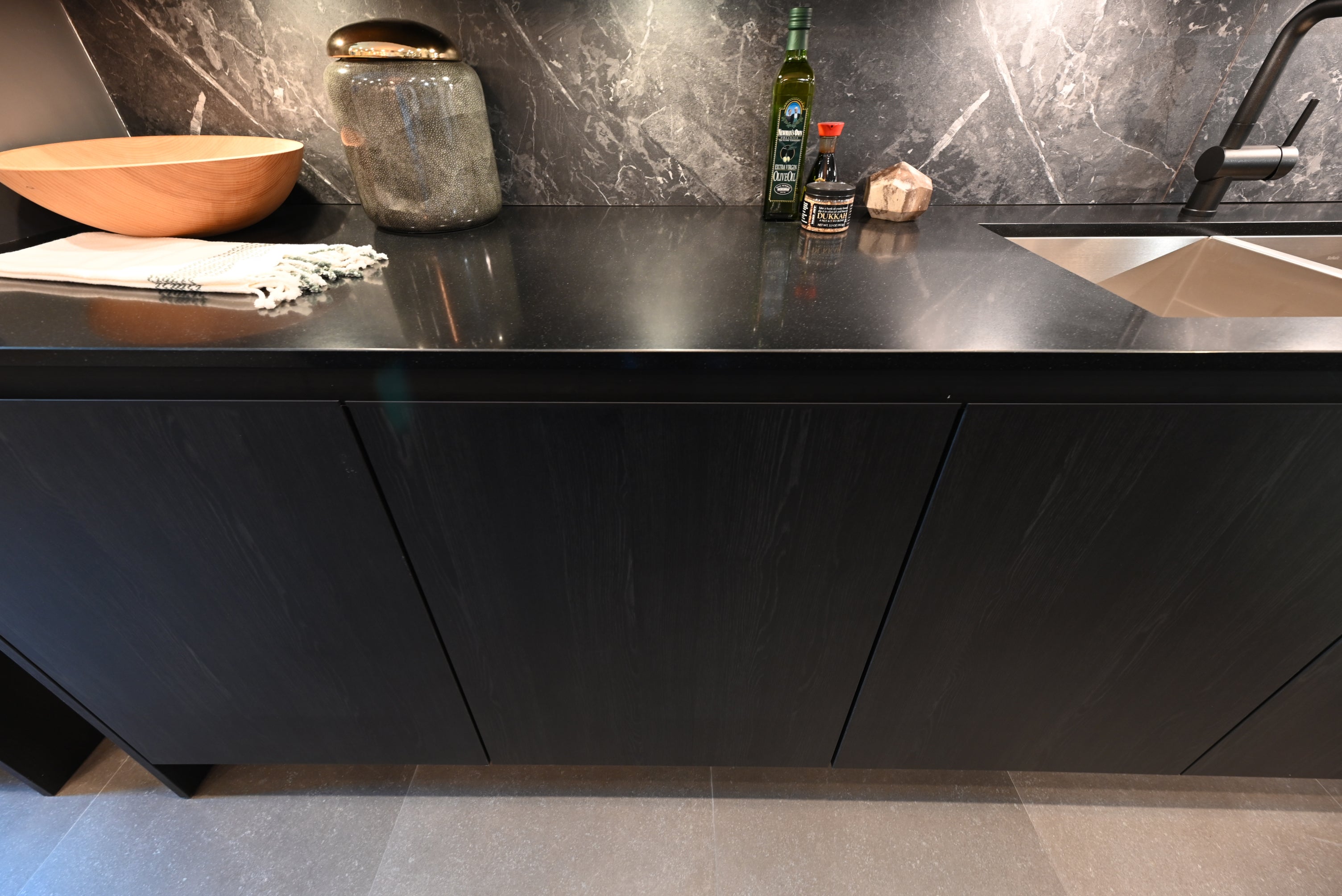 SieMatic Modern Black Kitchen with Island & Miele Appliances