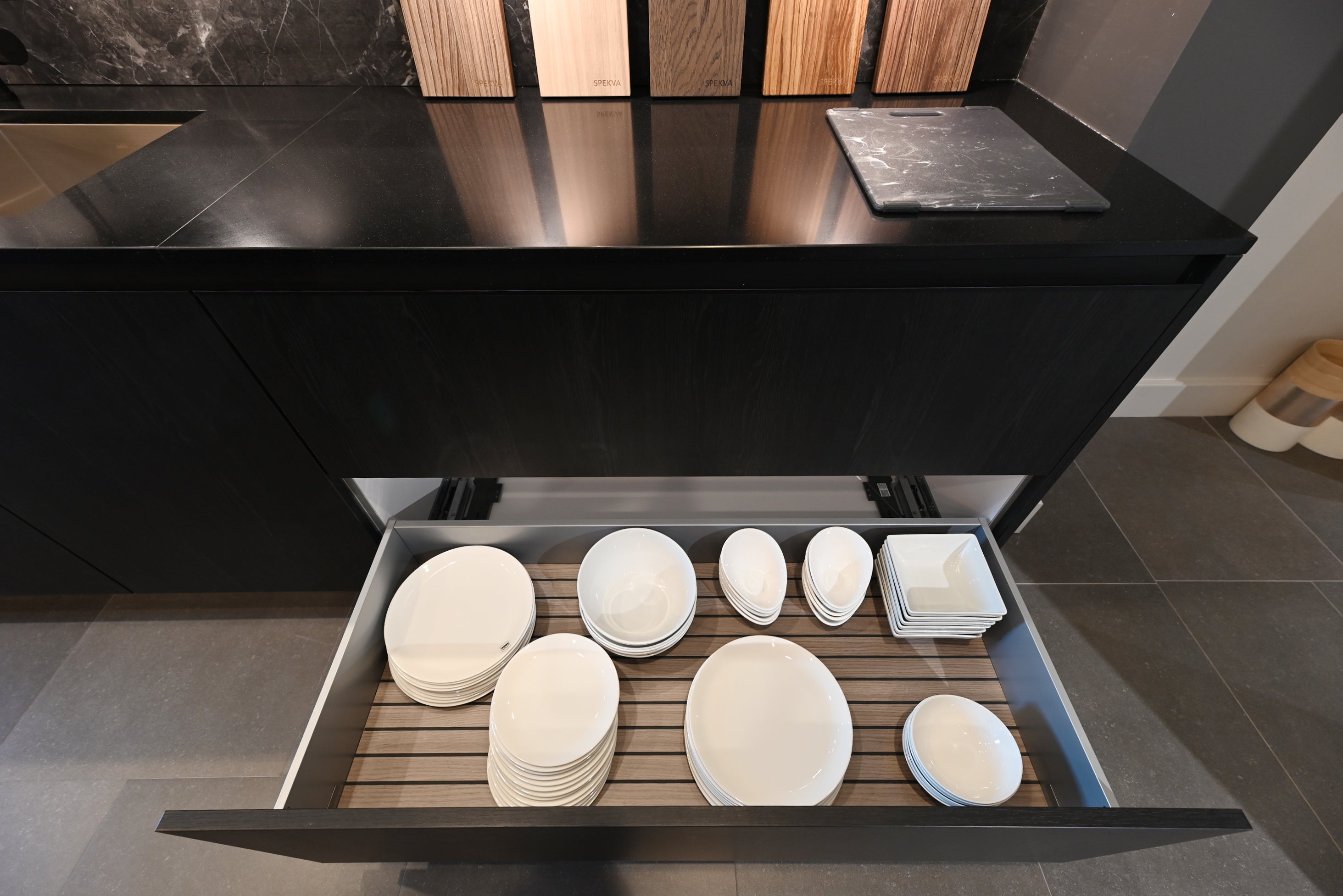 SieMatic Modern Black Kitchen with Island & Miele Appliances