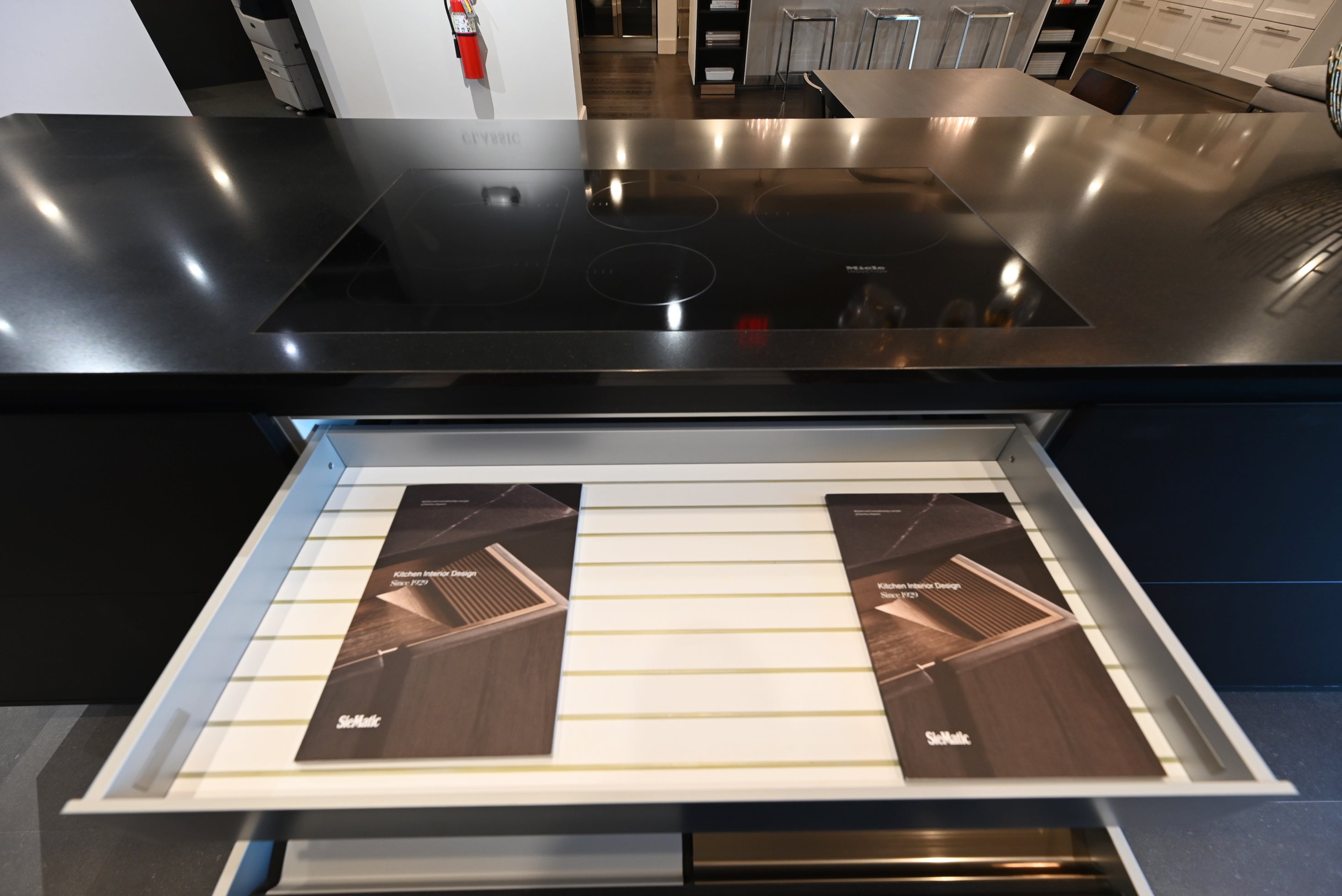 SieMatic Modern Black Kitchen with Island & Miele Appliances
