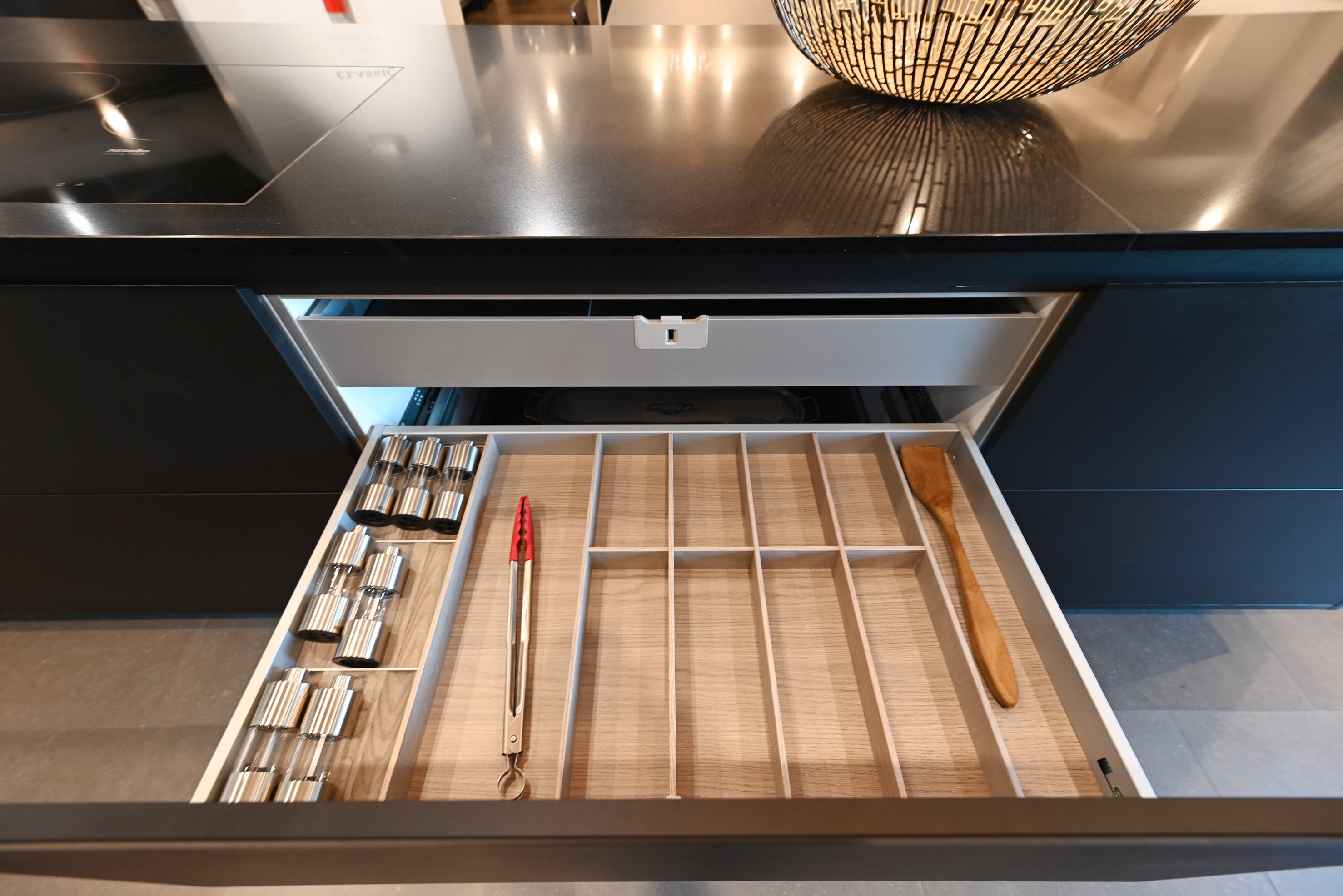 SieMatic Modern Black Kitchen with Island & Miele Appliances