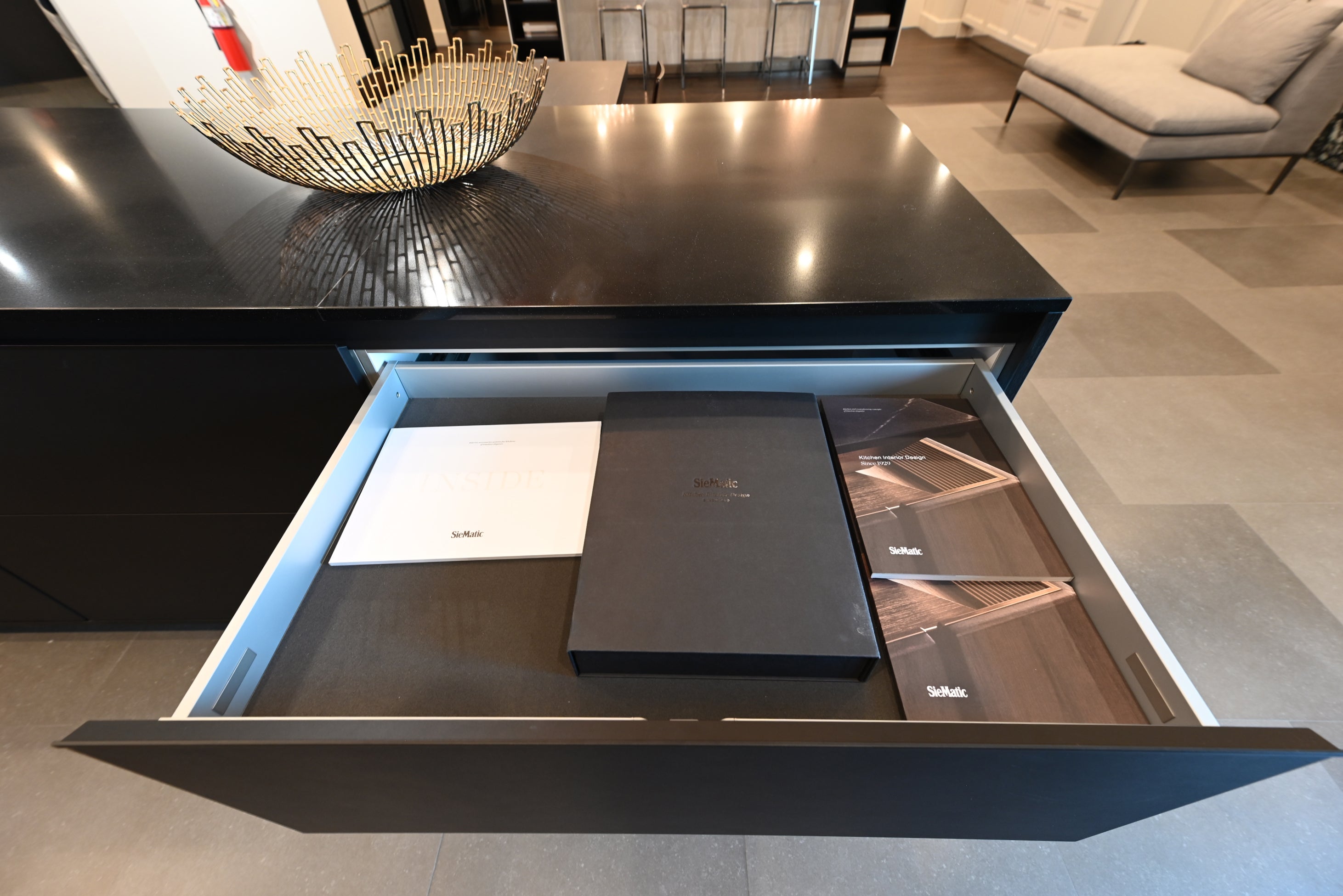 SieMatic Modern Black Kitchen with Island & Miele Appliances