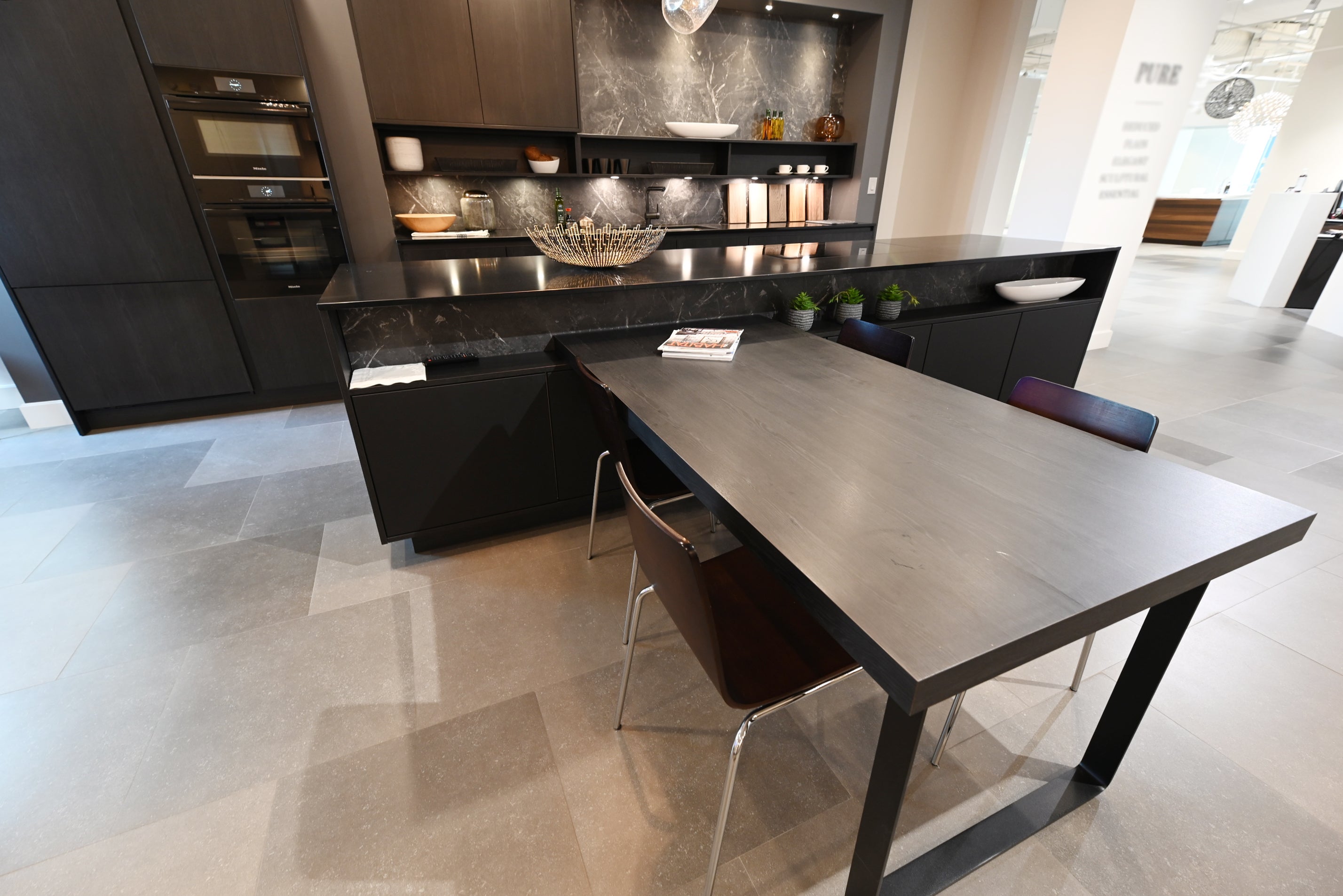 SieMatic Modern Black Kitchen with Island & Miele Appliances