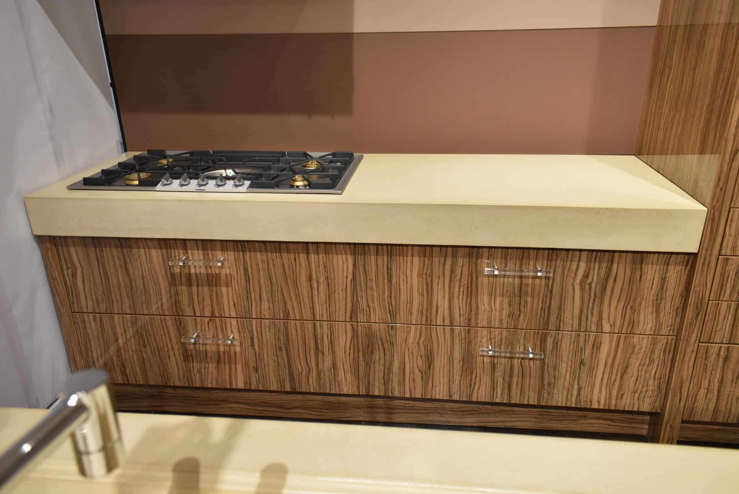 Downsview Olivewood Smooth Wood Modern Showroom Display Kitchen