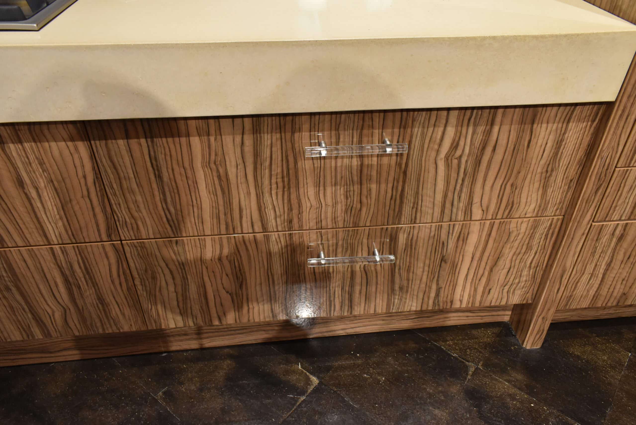 Downsview Olivewood Smooth Wood Modern Showroom Display Kitchen