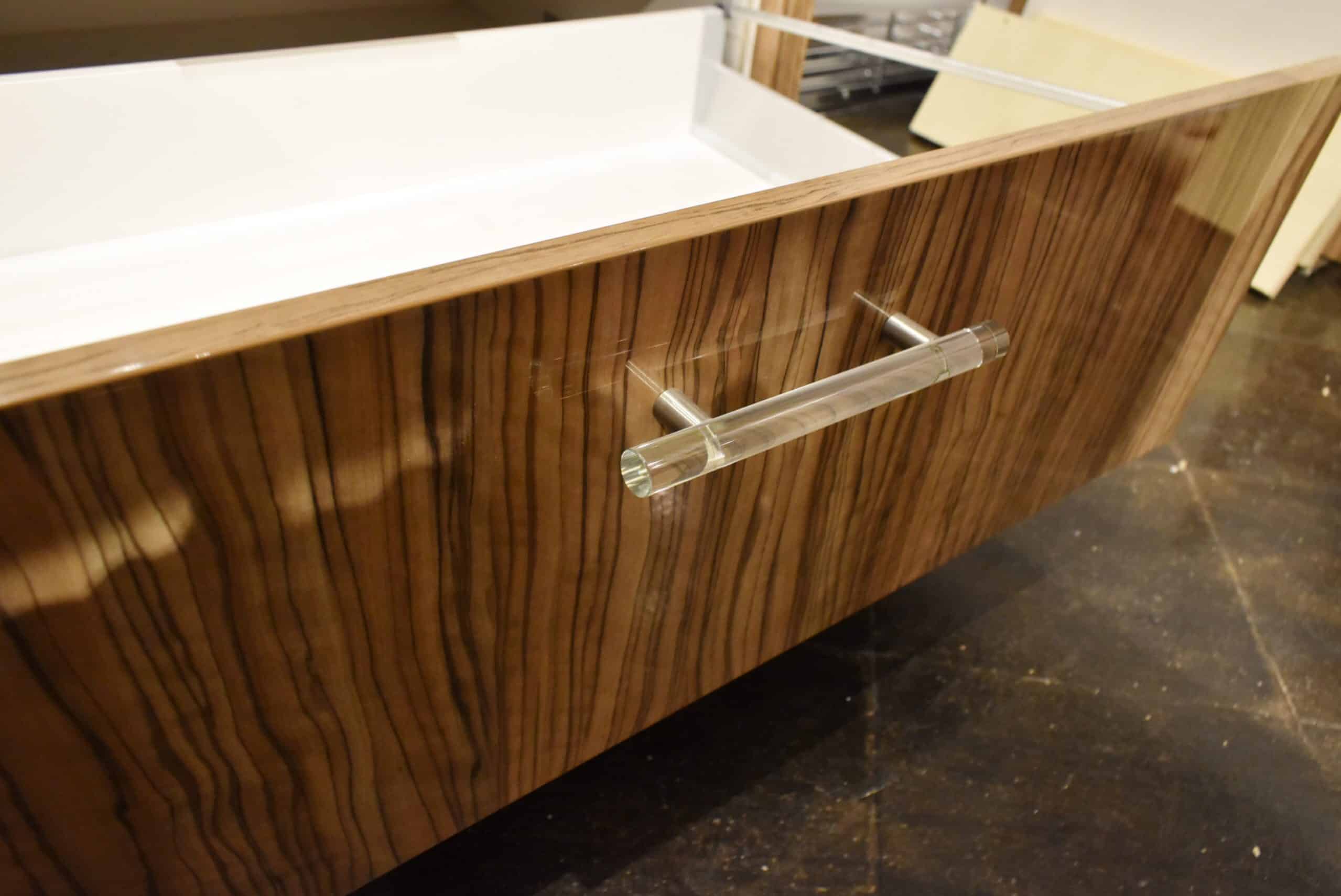 Downsview Olivewood Smooth Wood Modern Showroom Display Kitchen