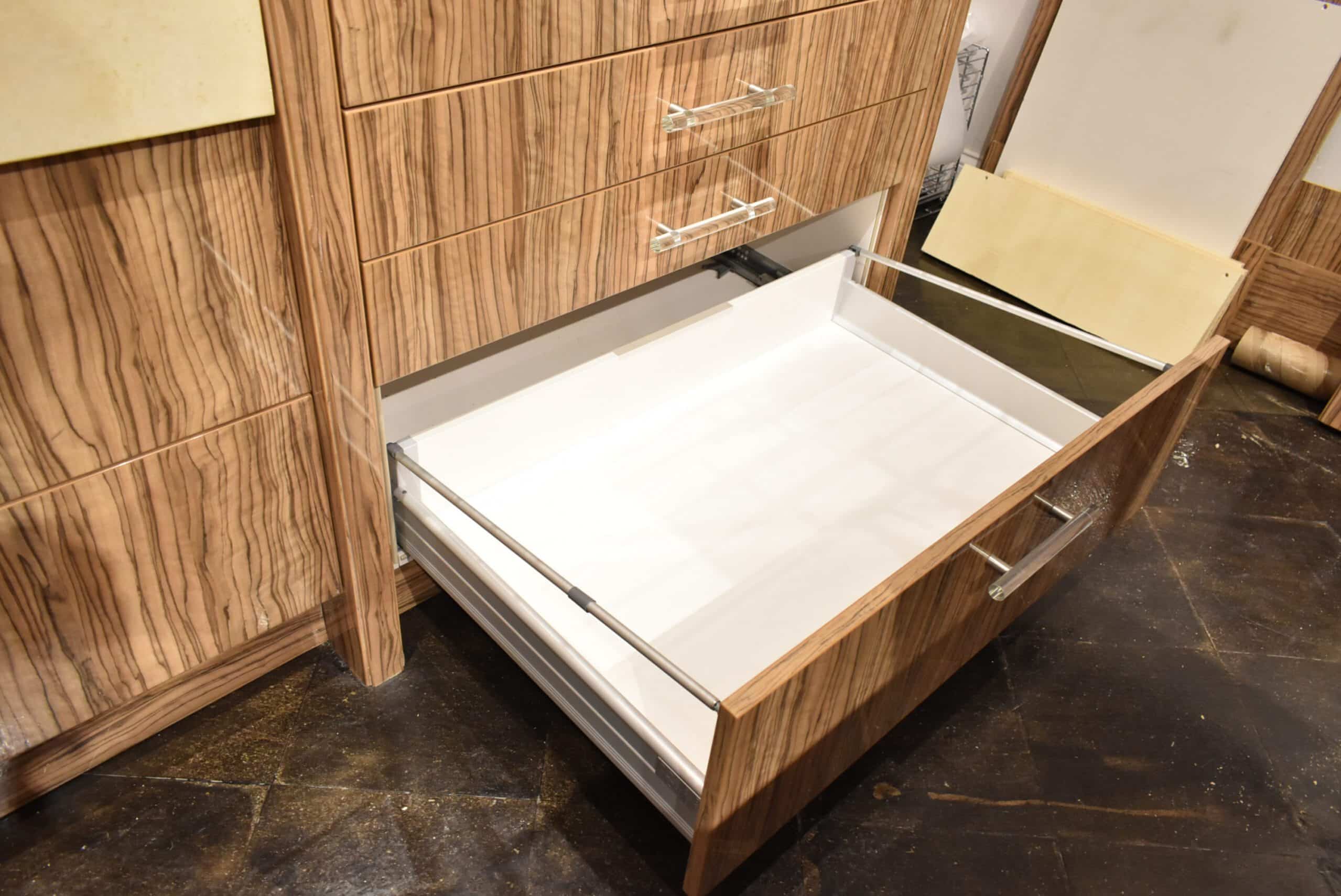 Downsview Olivewood Smooth Wood Modern Showroom Display Kitchen