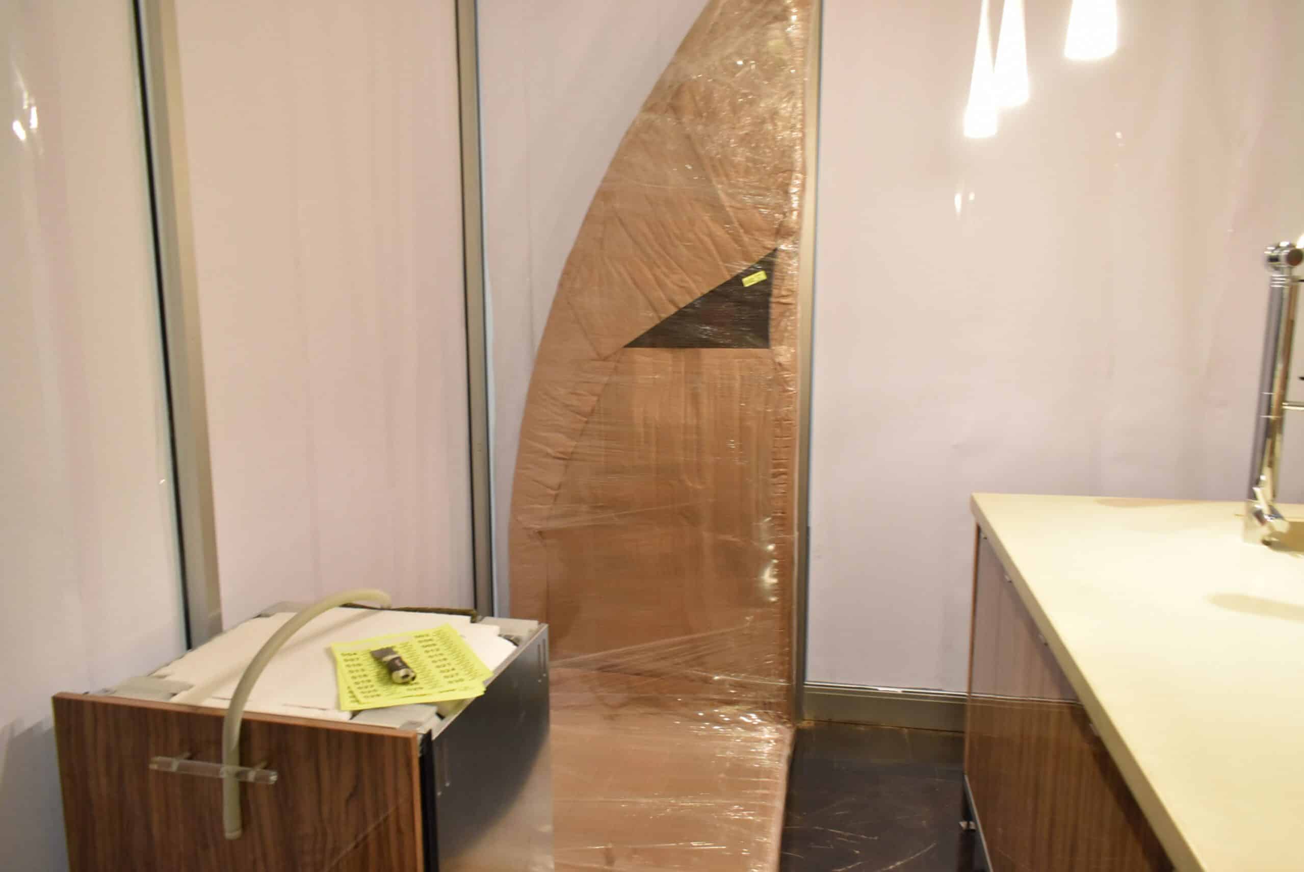 Downsview Olivewood Smooth Wood Modern Showroom Display Kitchen