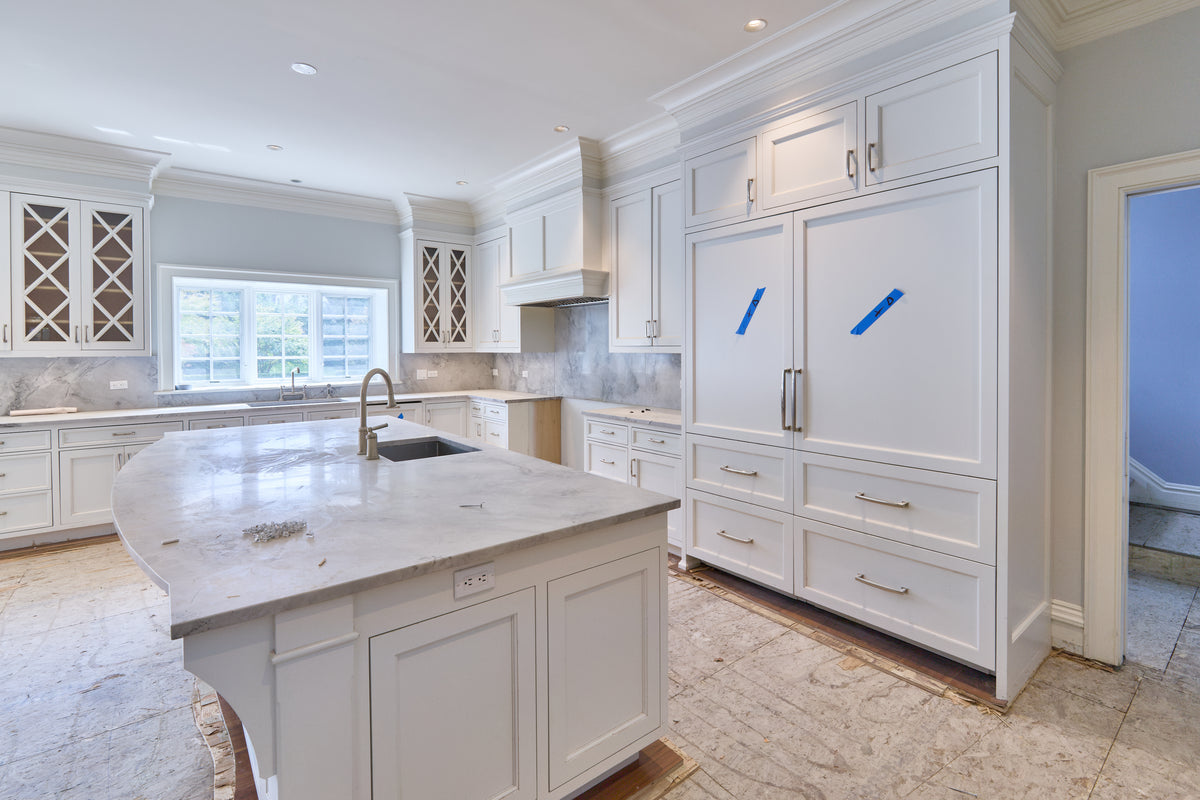 "The Blenheim" Transitional White Kitchen with Island & Sub-Zero Refrigerators