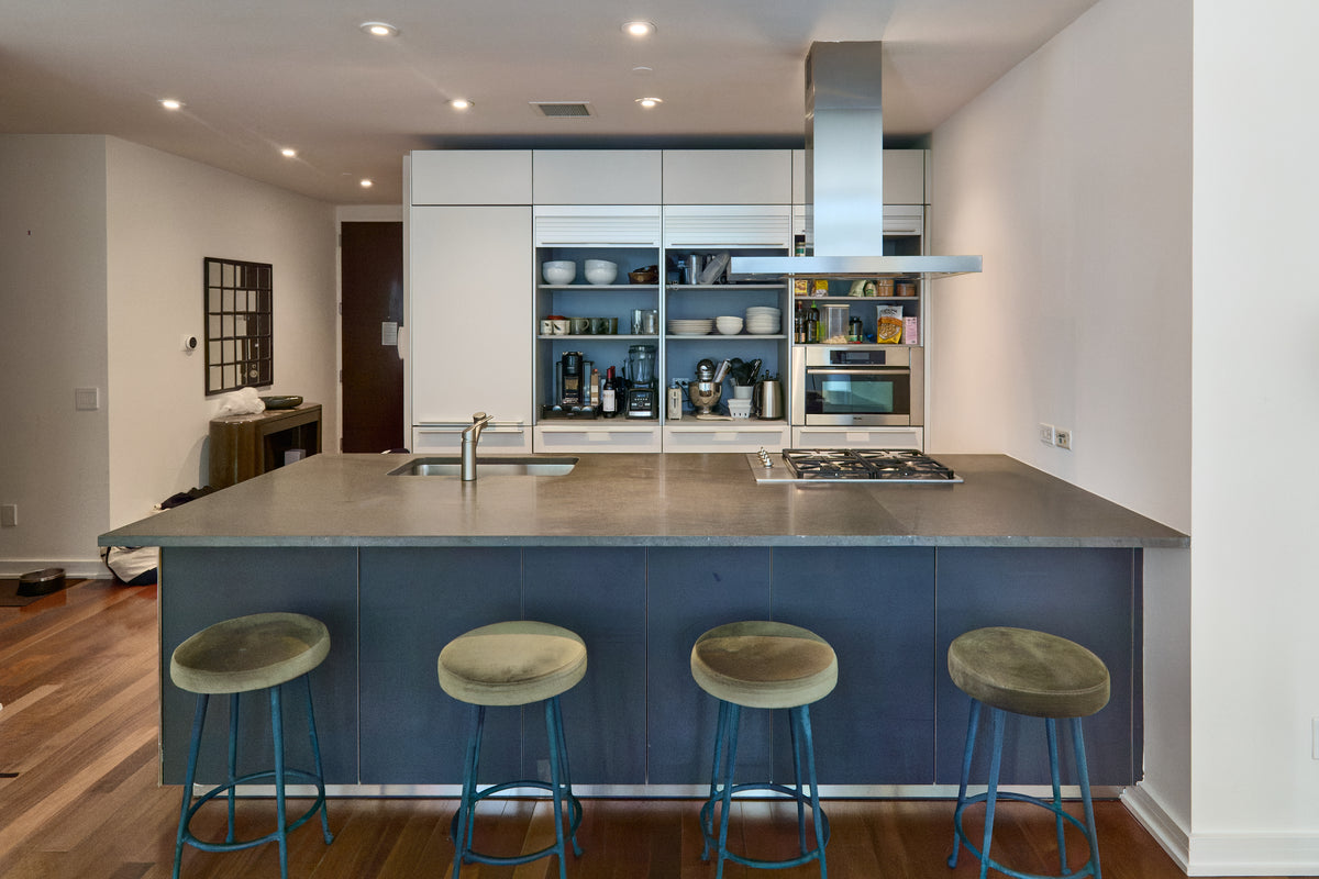 Bulthaup Modern Gray & White Kitchen with Miele Appliances