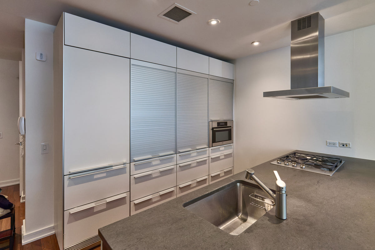 Bulthaup Modern Gray & White Kitchen with Miele Appliances