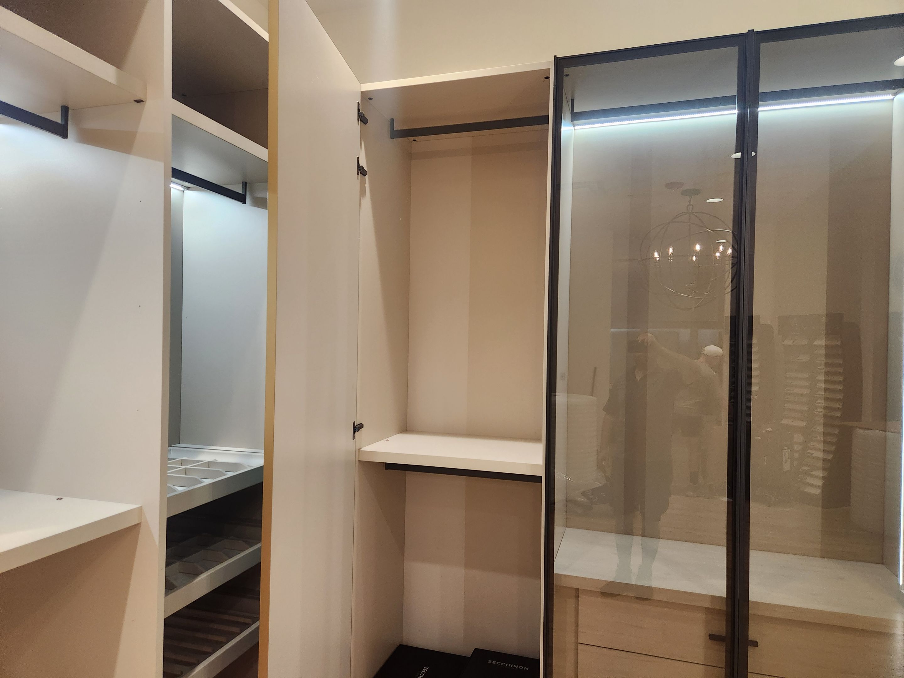Hans Krug modern architectural built-in closet system with integrated LED lighting