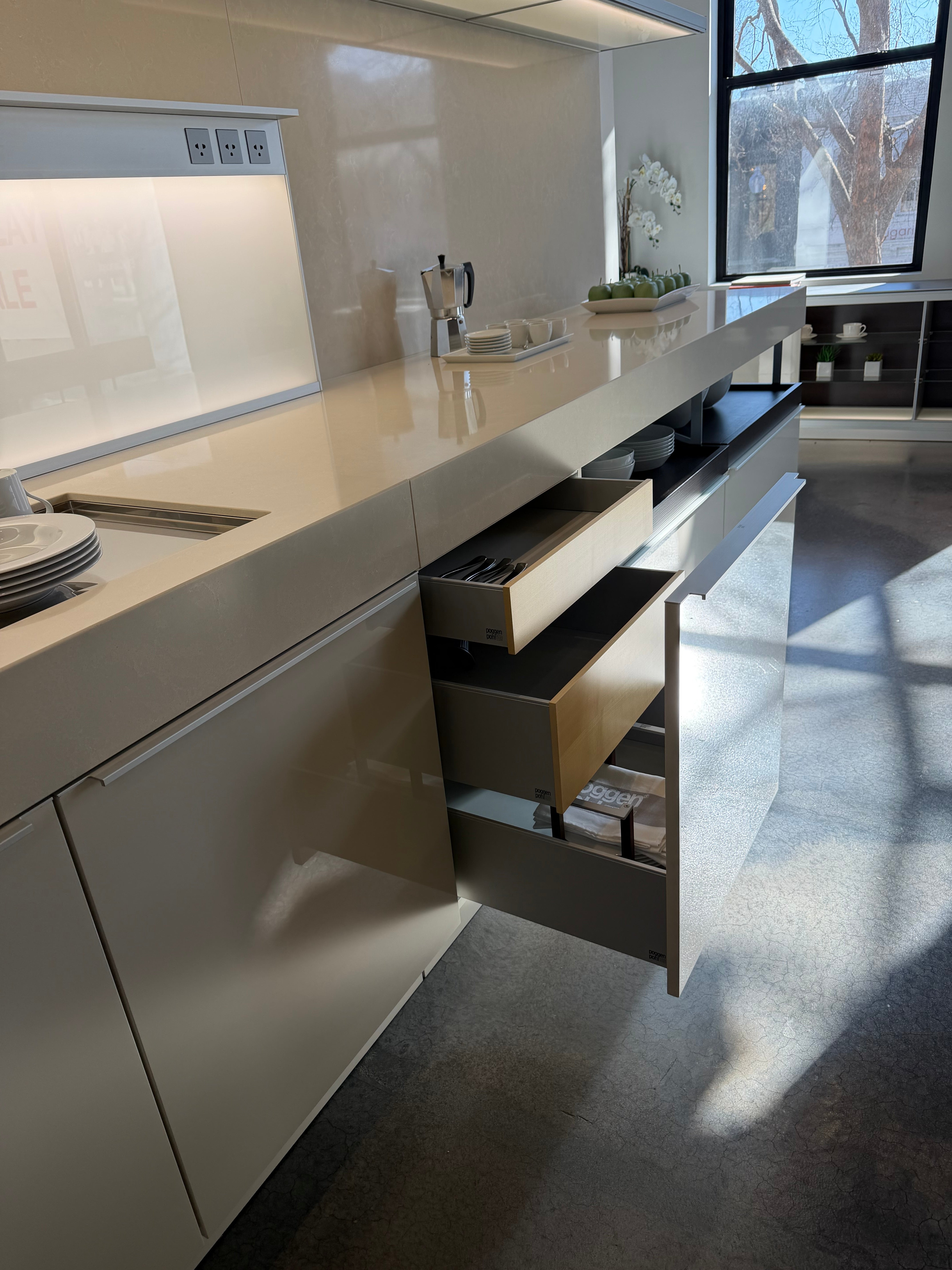 Poggenpohl Plus Modo Modern Black and White Kitchen with Island and Wolf & Sub-Zero Appliances