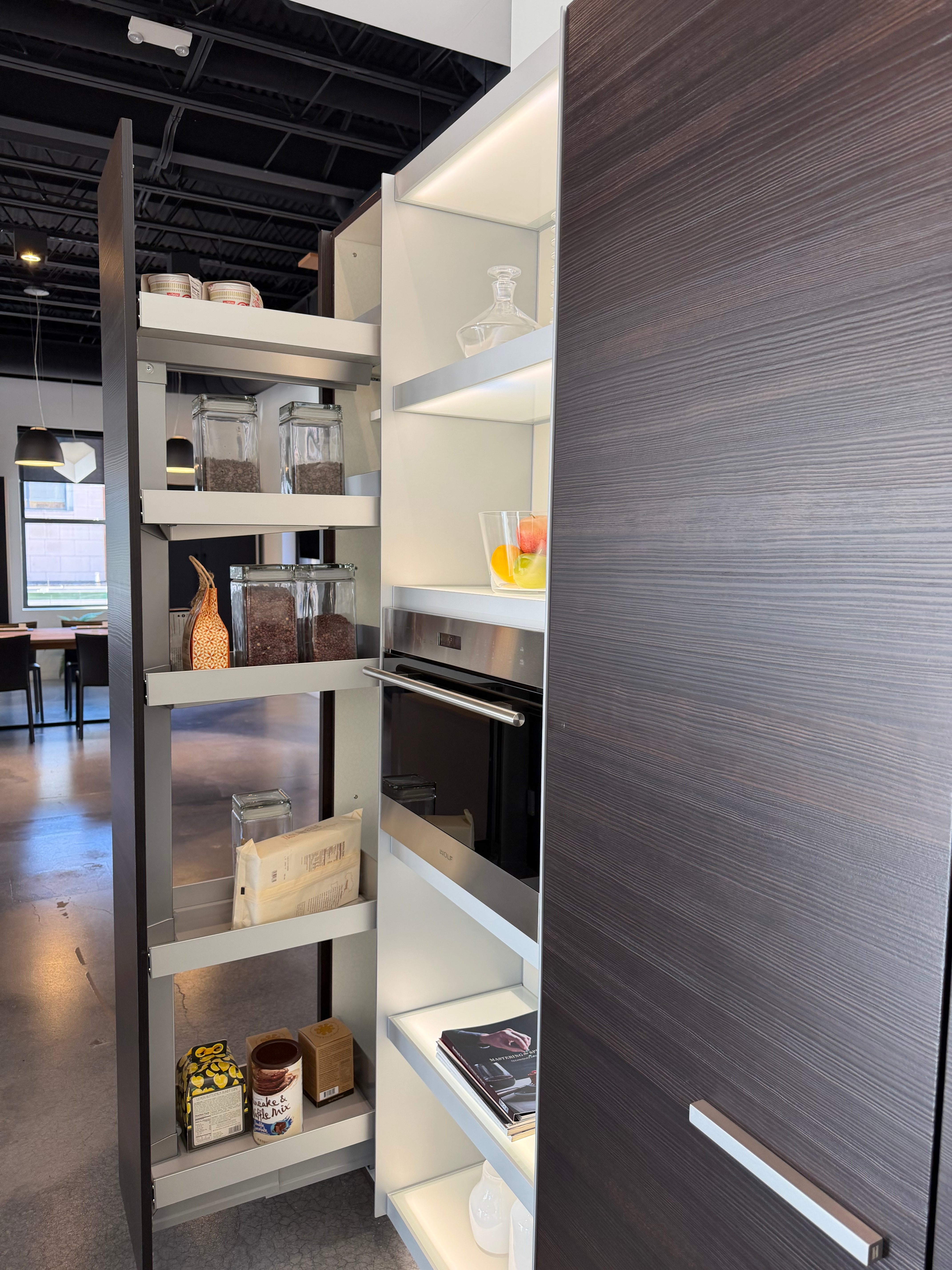 Poggenpohl Plus Modo Modern Black and White Kitchen with Island and Wolf & Sub-Zero Appliances
