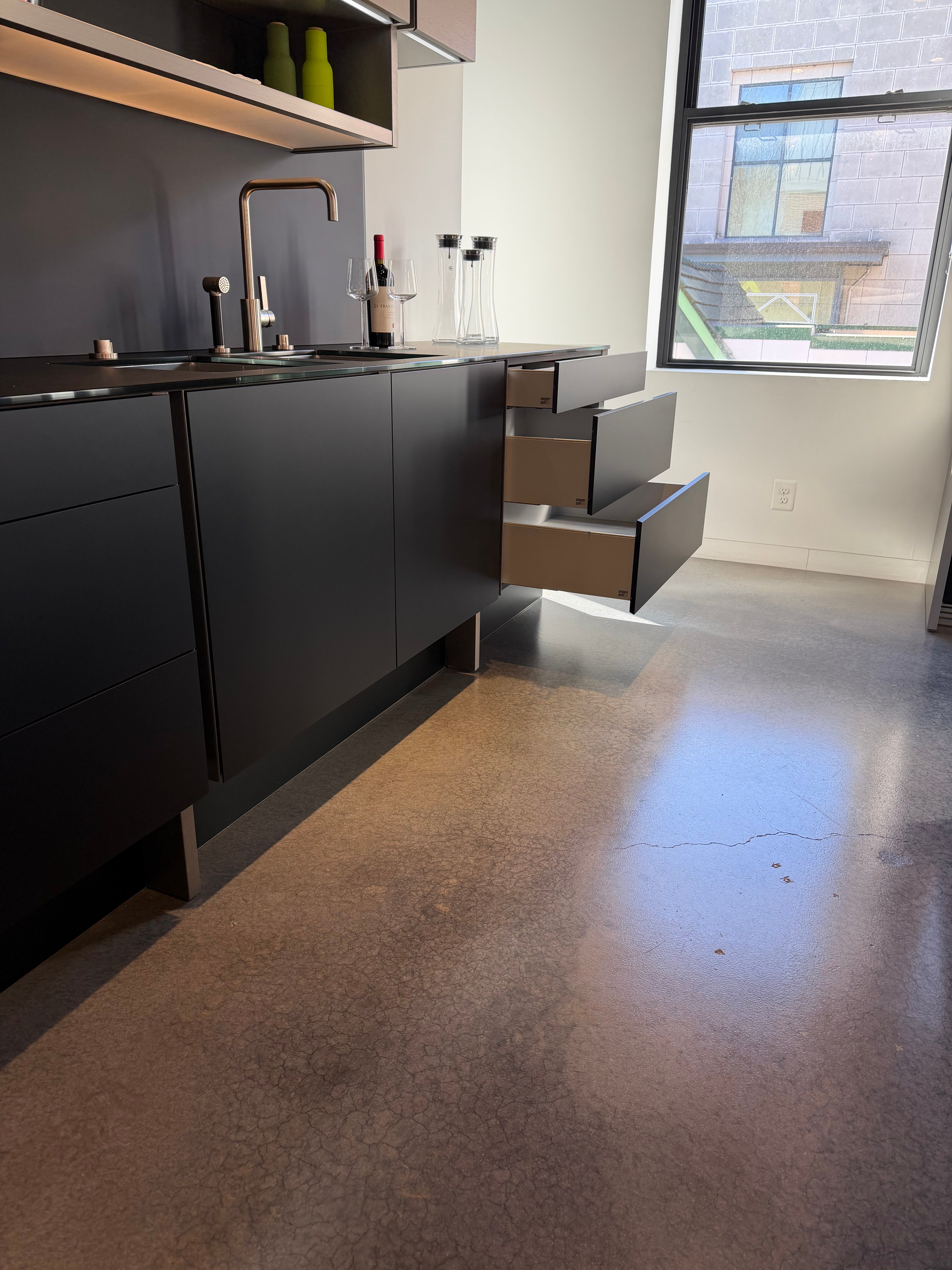 Poggenpohl Porsche Modern Matte Grey Kitchen with Gaggenau Appliances