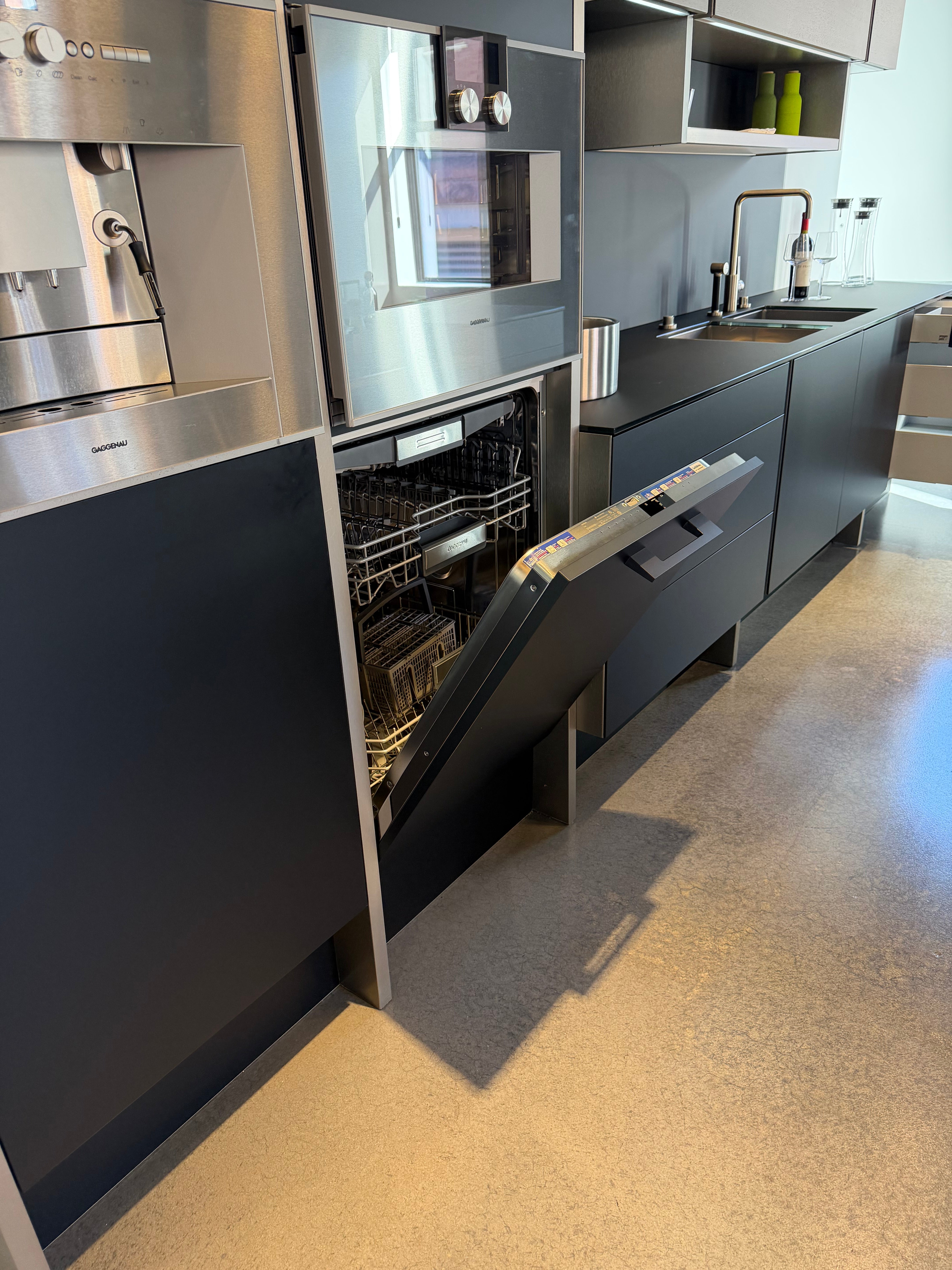 Poggenpohl Porsche Modern Matte Grey Kitchen with Gaggenau Appliances
