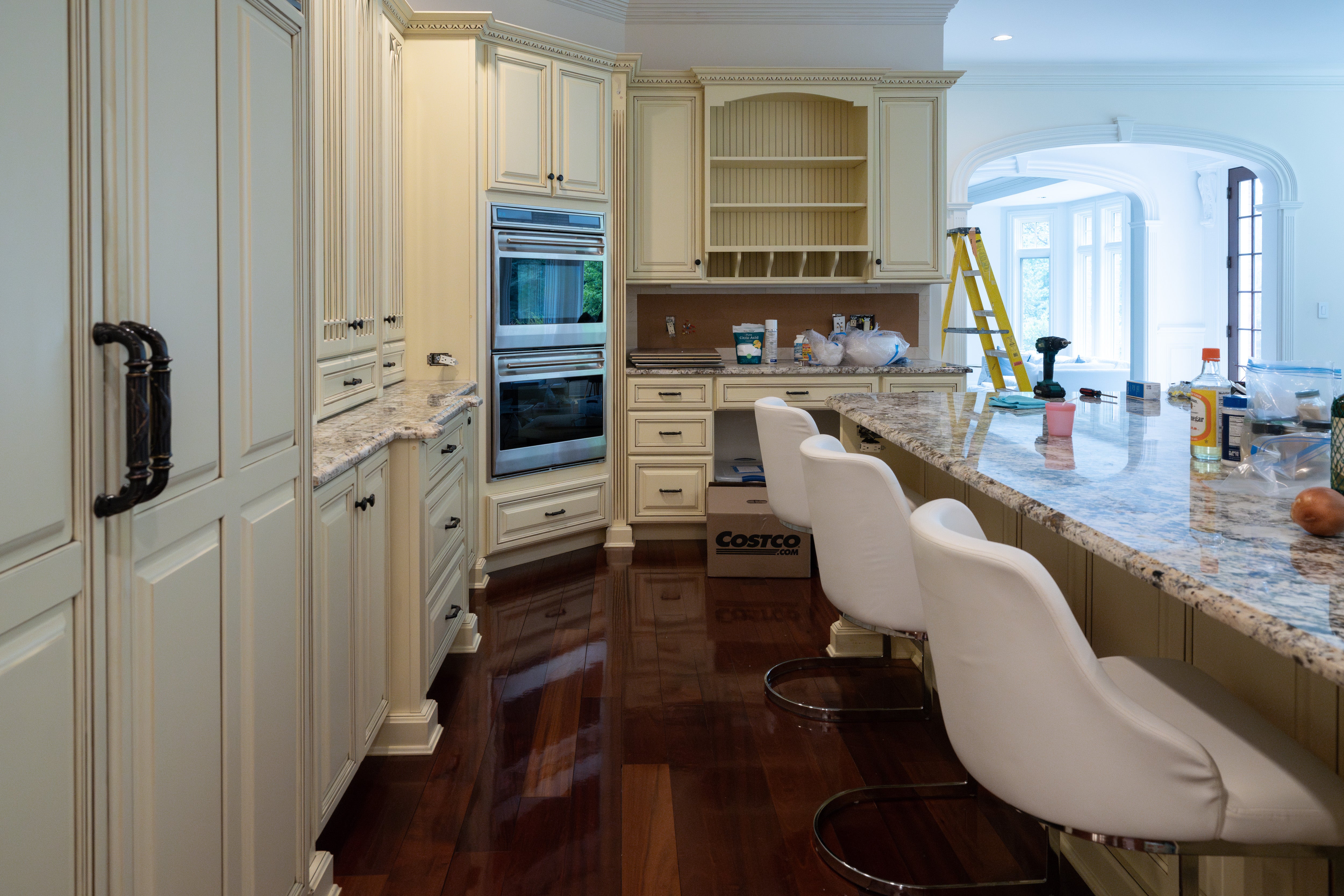“The Ashbourne” Traditional Muted Cream Kitchen with Island & Desk Area
