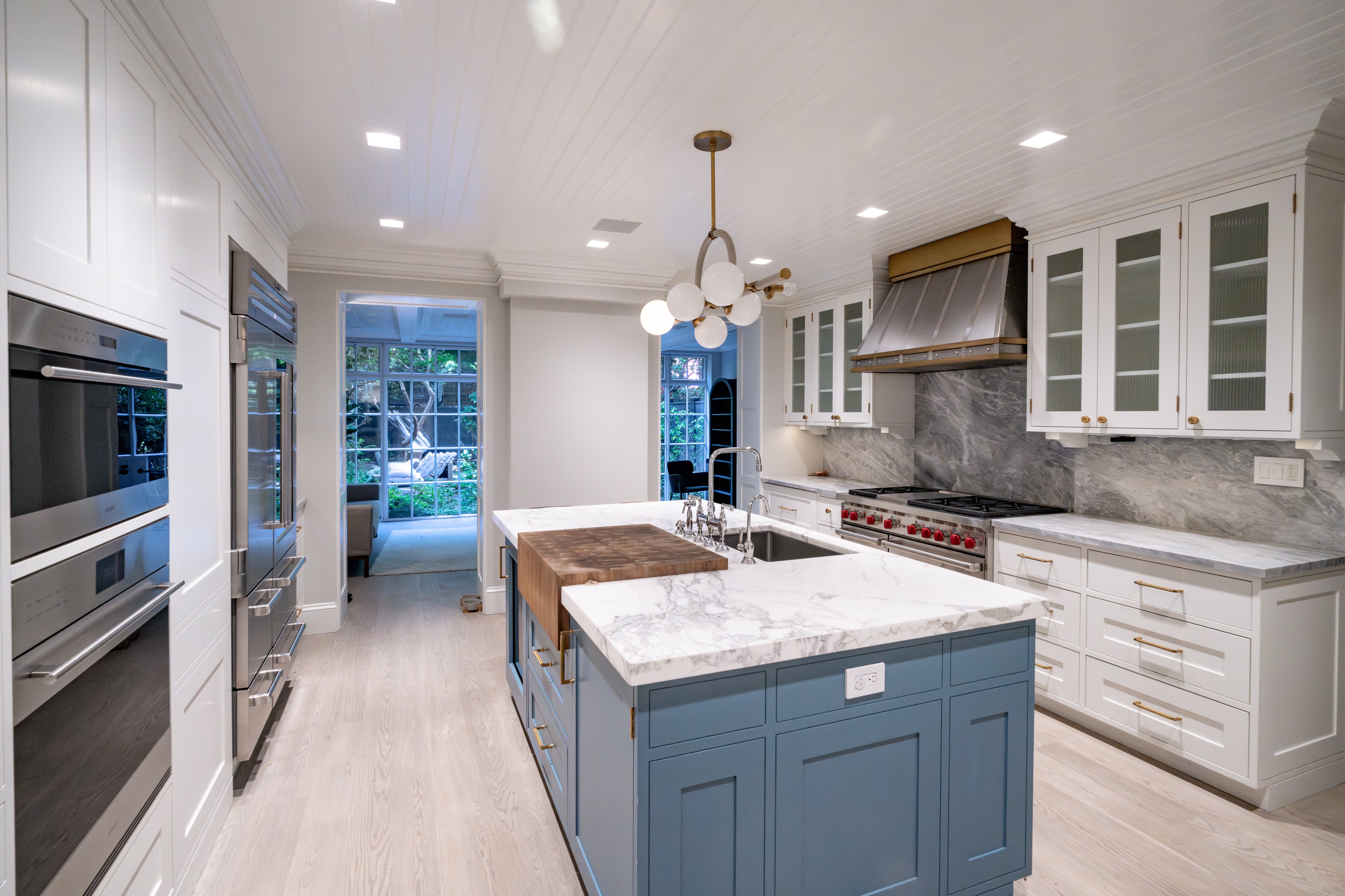 "The Windermere" Transitional White Kitchen with Island & Sub-Zero 648PROG