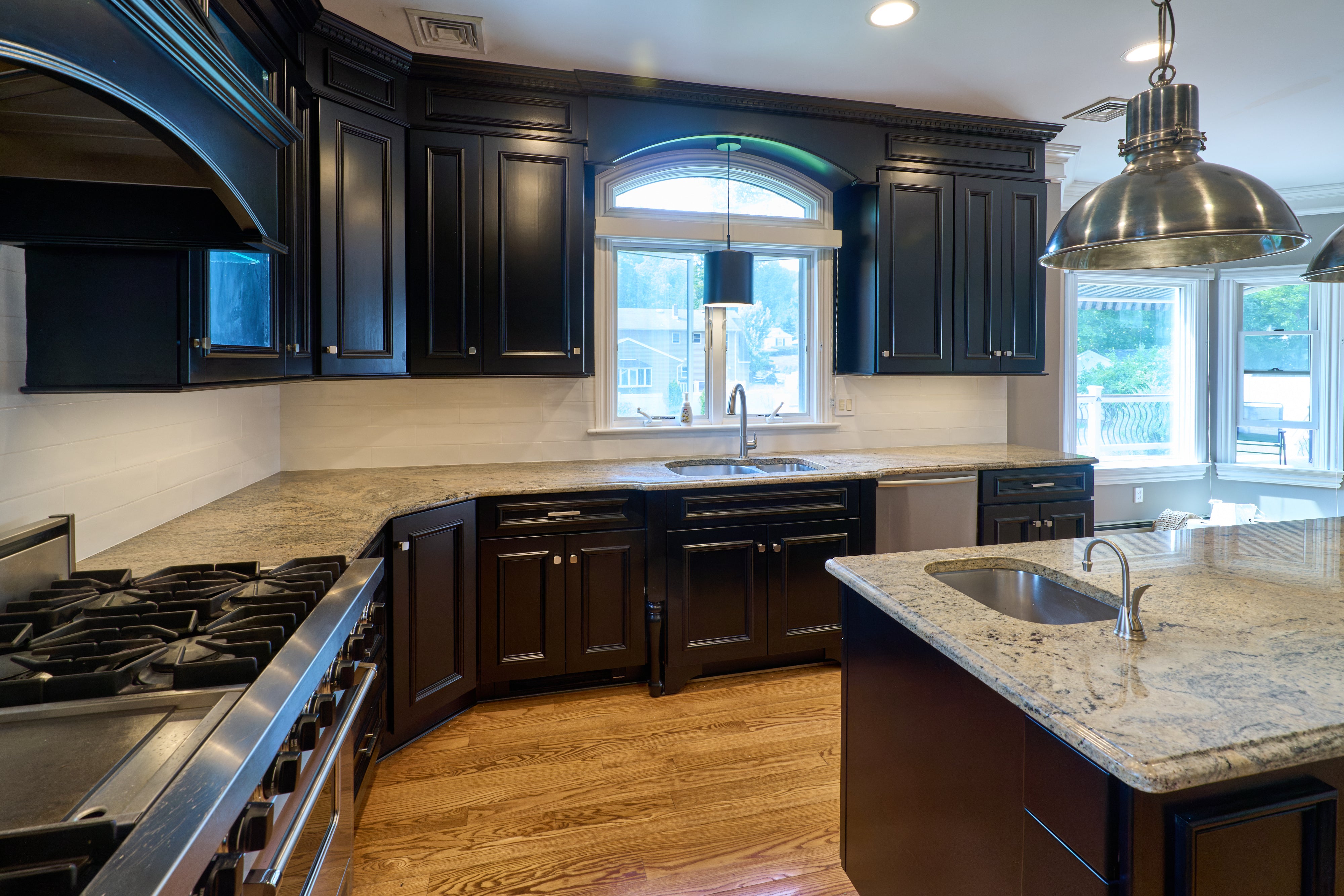 "The Onyx" Transitional Jet Black Kitchen with Island & Appliances
