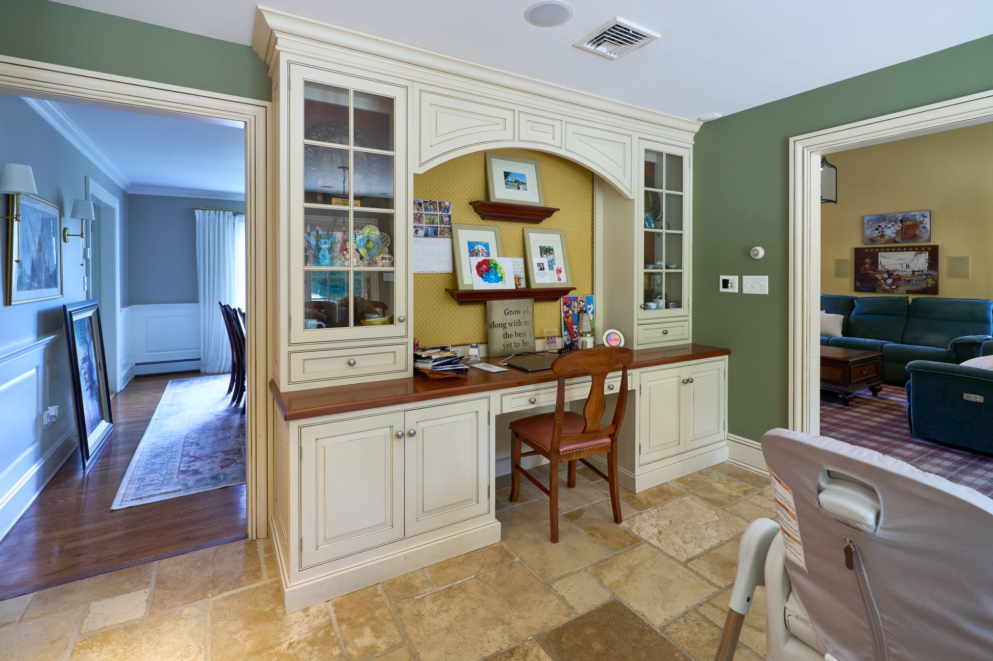 Luxury pre-owned showroom display white executive office desk and cabinetry