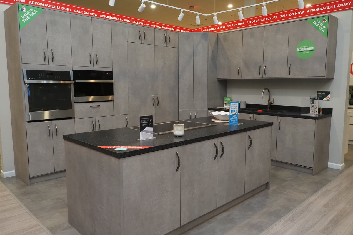 Wren Elements Concrete Grey Modern Kitchen with JennAir Appliances