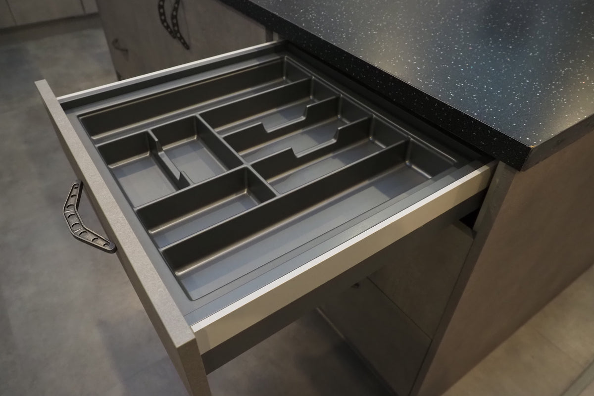 Wren Elements Concrete Grey Modern Kitchen with JennAir Appliances