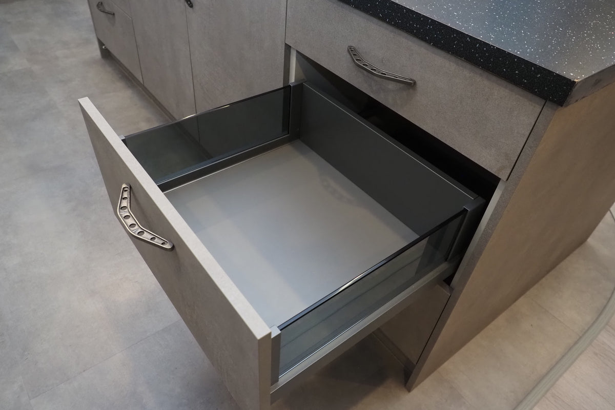 Wren Elements Concrete Grey Modern Kitchen with JennAir Appliances