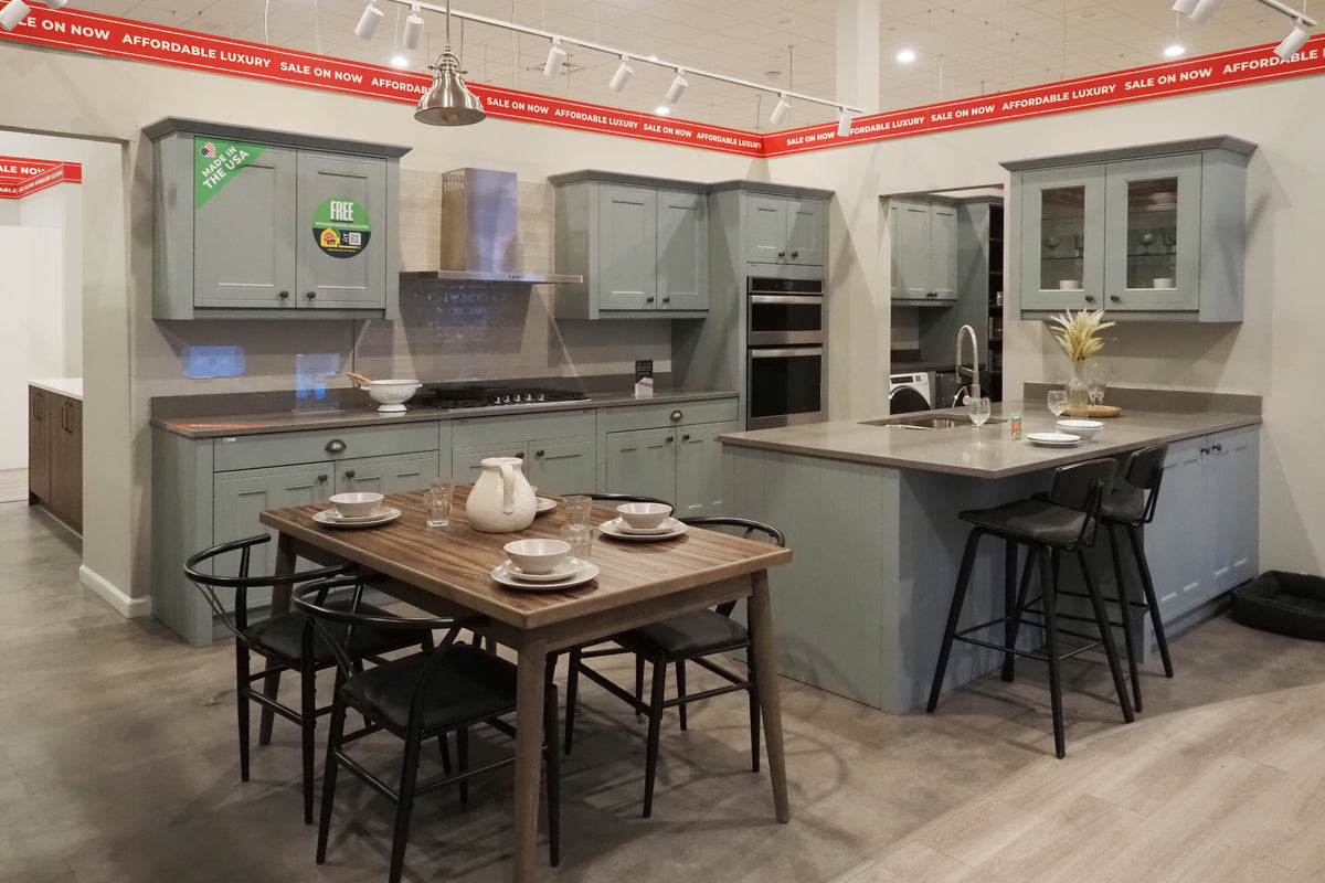 Wren Shaker Sage Green Matte Kitchen with Appliances