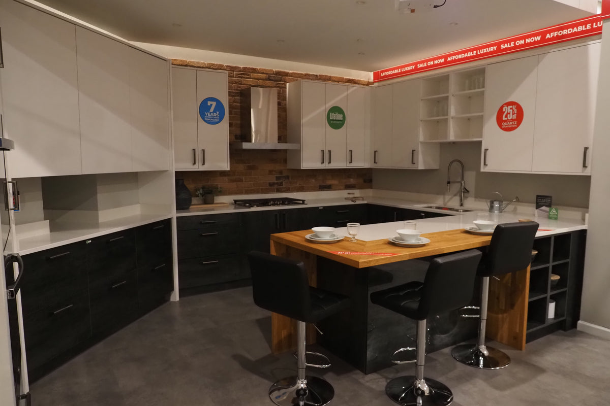 Wren Ultra & Elements Bianco and Metallic Slate Gloss Kitchen