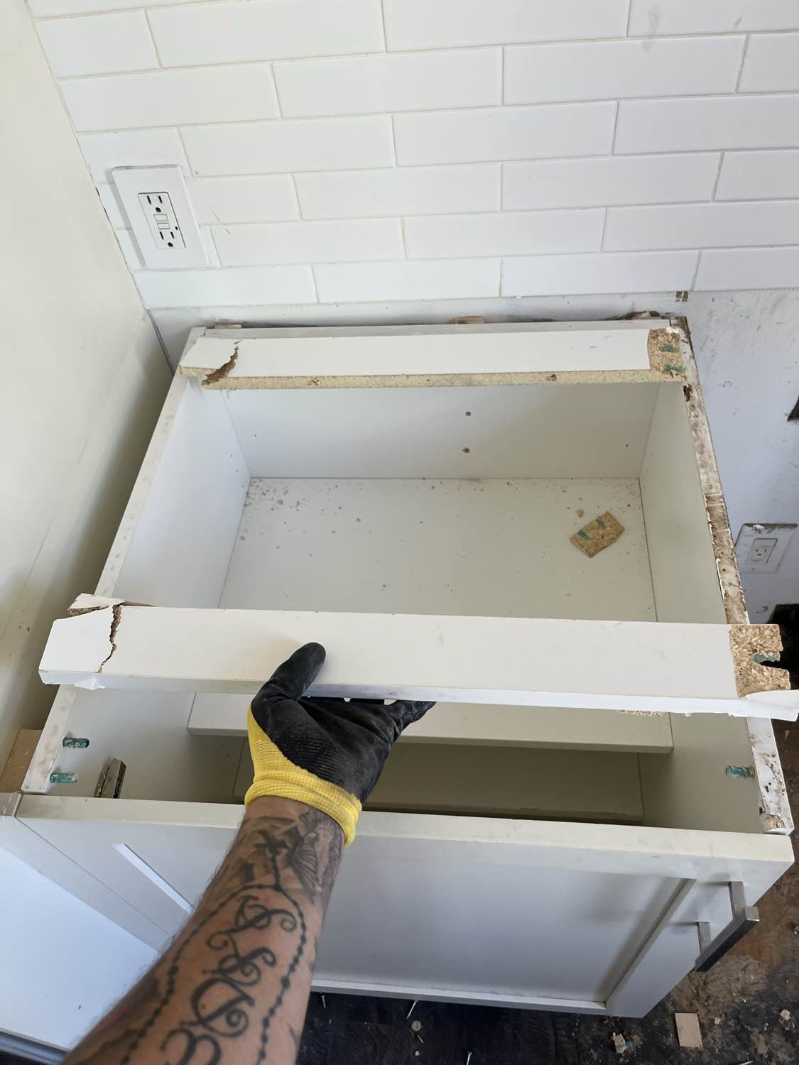 Imperia White Transitional Kitchen with Dark Grey Island, Marble & Stone Counters and Appliances