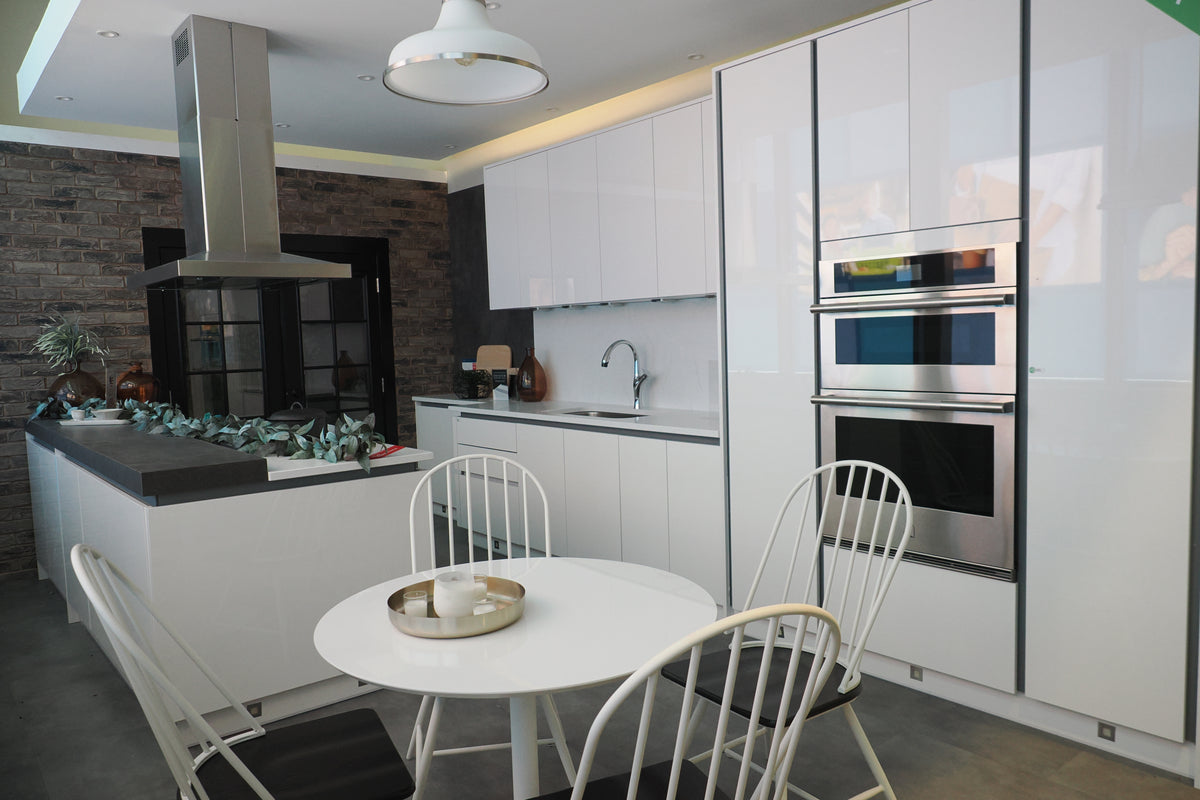 Wren Milano High Gloss White Kitchen with Island