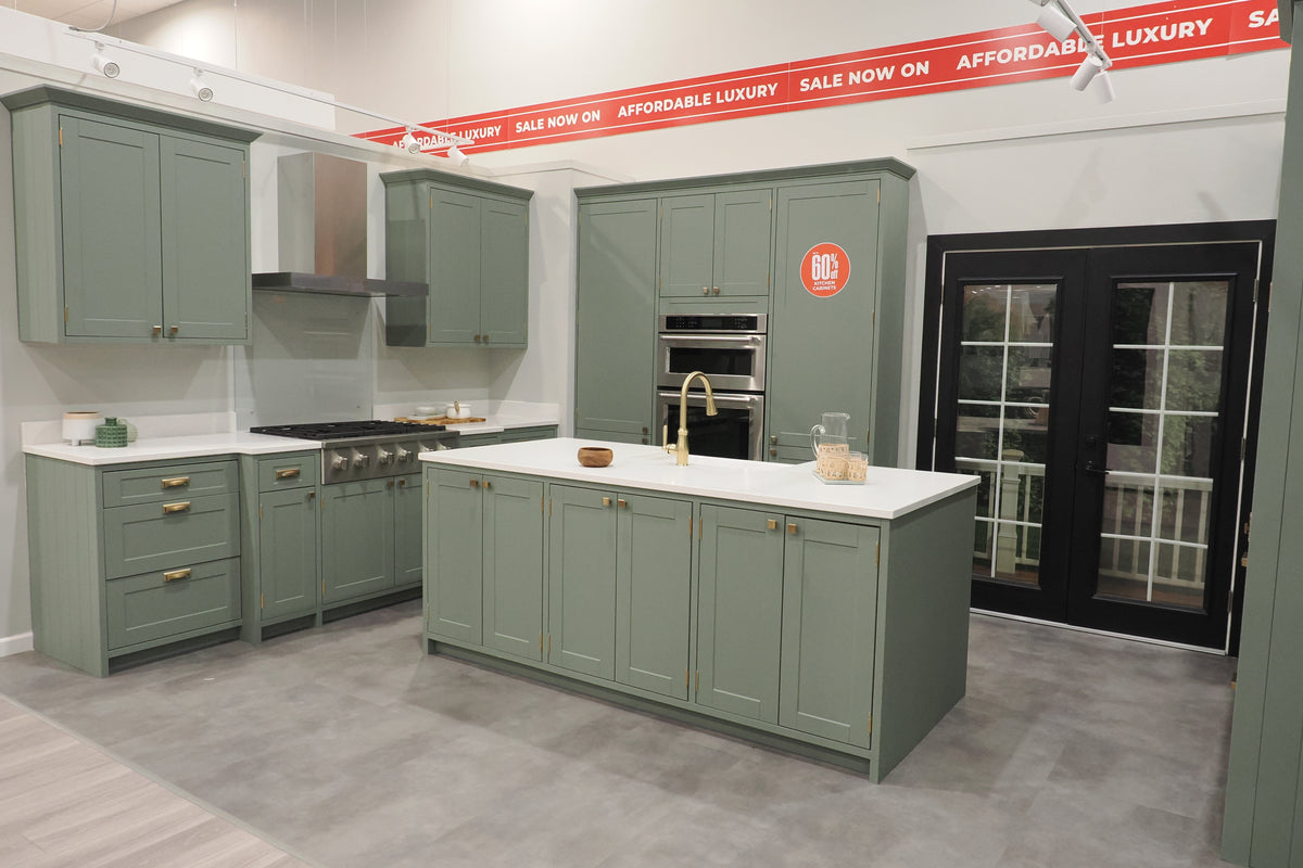 Wren Shaker Sage Green Matte Kitchen with Island