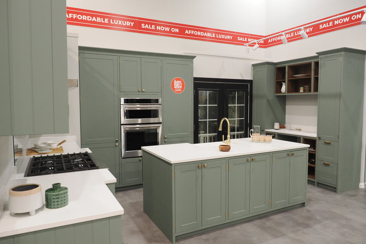 Wren Shaker Sage Green Matte Kitchen with Island